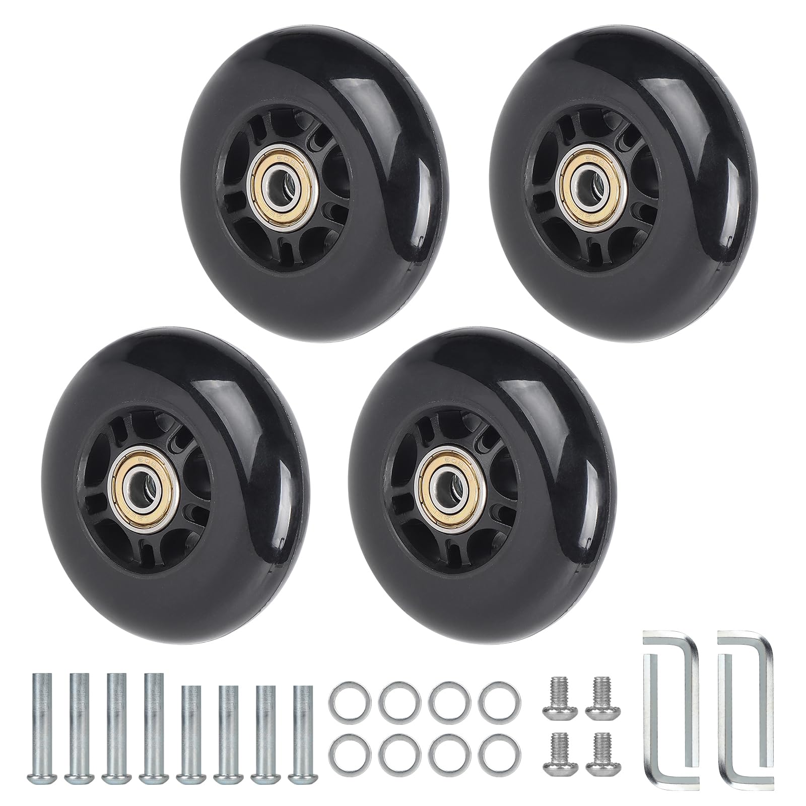 CPROSP 4tlg Koffer Ersatzrollen 80 * 24mm, Ersatzrollen für Gepäck, Kofferrollen Ersatzrollen Gummi, Luggage/Suitcase Replacement Wheels für Trolleys von CPROSP