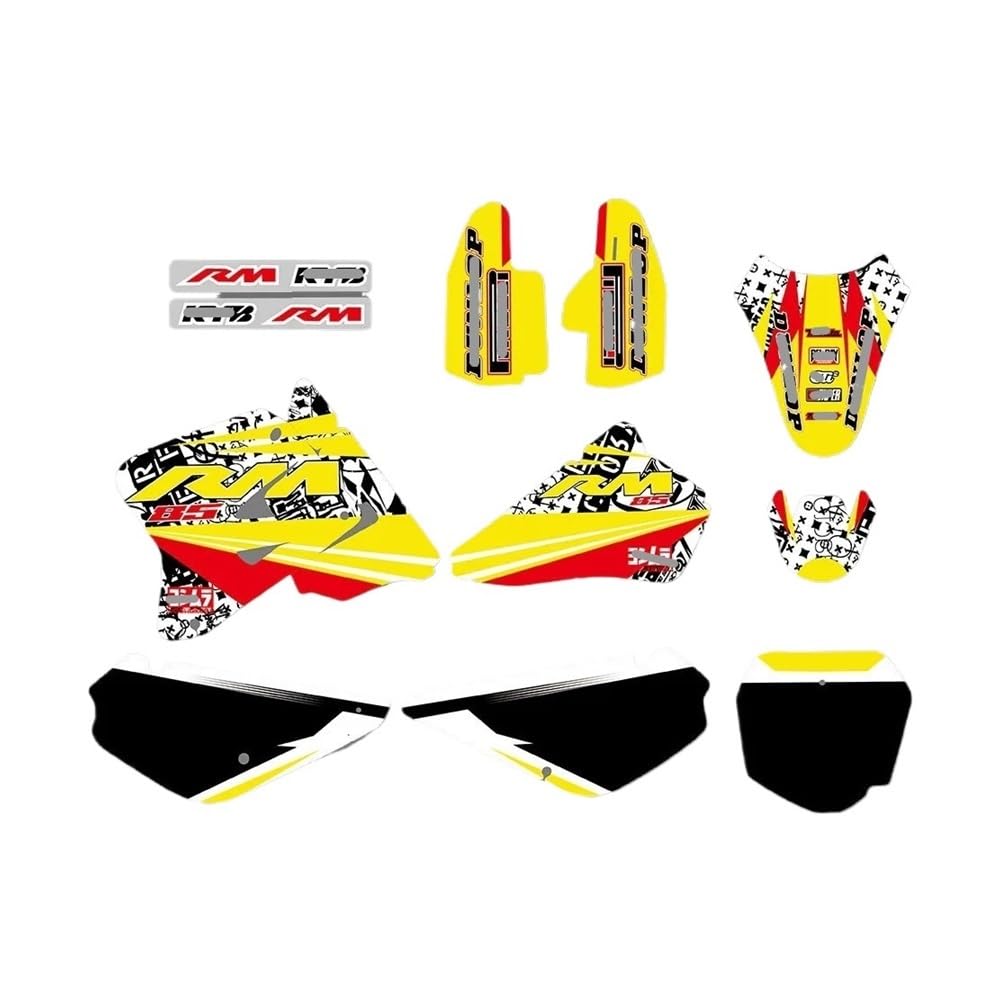 Motorrad-Verkleidungs-Aufkleber-Set für Su&zuki RM85 2001 2002 2003 2004 2005 2006 2007 2008 2009 2010 2011-2018 RM-85 Motorrad-Aufkleber von CPSIKJJ