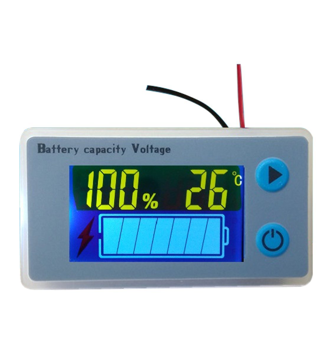Multifunktionaler Batteriekapazitätsmonitor 10-100 V Programmierbarer Batteriestand Spannungs-Temperaturmesser (12V) von CPTDCL