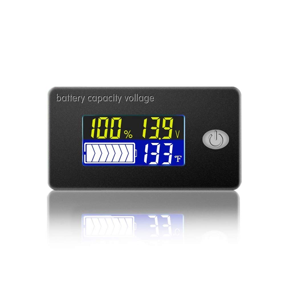 CPTDCL 4-in-1 Batterie-Monitor, Kapazitätsmesser, Voltmeter, 0–82 °C, Thermometer, Batterie Kraftstoffanzeige, Spannungsmonitor (12V-Alarm) von CPTDCL