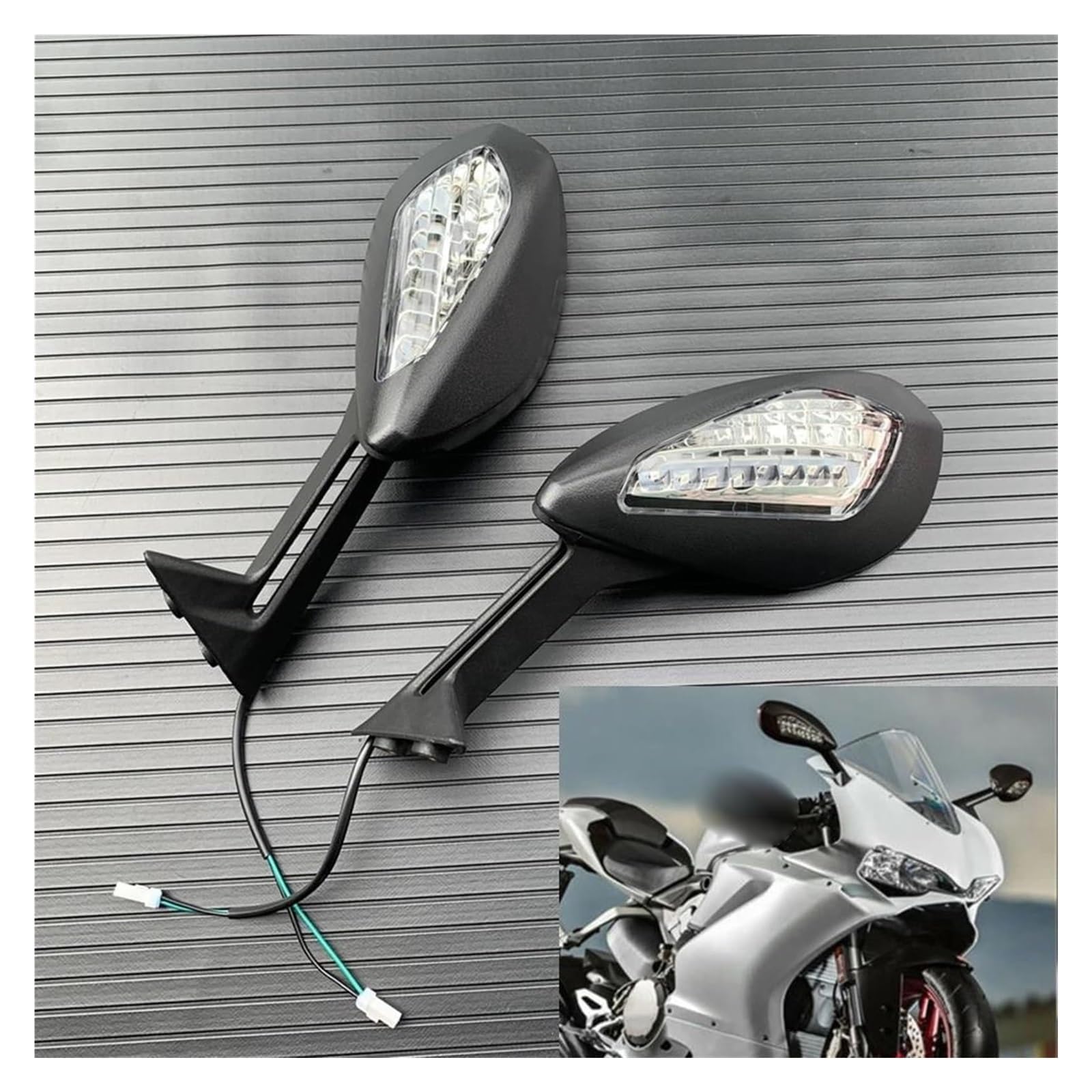 Motorrad Lenkerspiegel Für Ducati Für Panigale 959 2016-2019 Für Panigale/S/R 1299 Seite Blinker Spiegel Motorrad Rückspiegel von CPZPMFMKBG