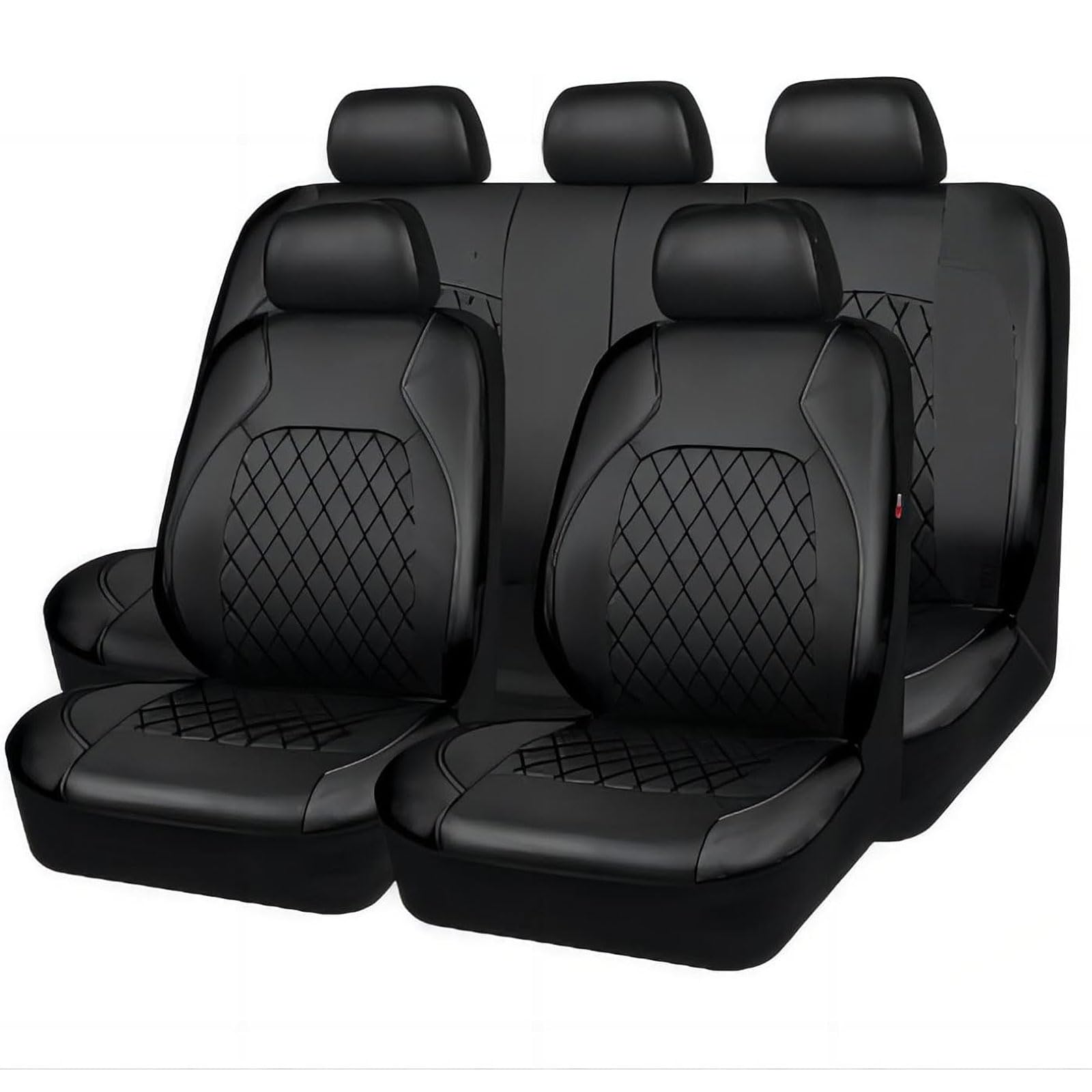 CQHJHCQ 9 Stück Autositzbezüge für Jeep Wrangler JL 2018 2019 2020, Auto Sitzkissenschutz Set Leder Wasserdichter Atmungsaktiver Auto Zubehör,Black von CQHJHCQ