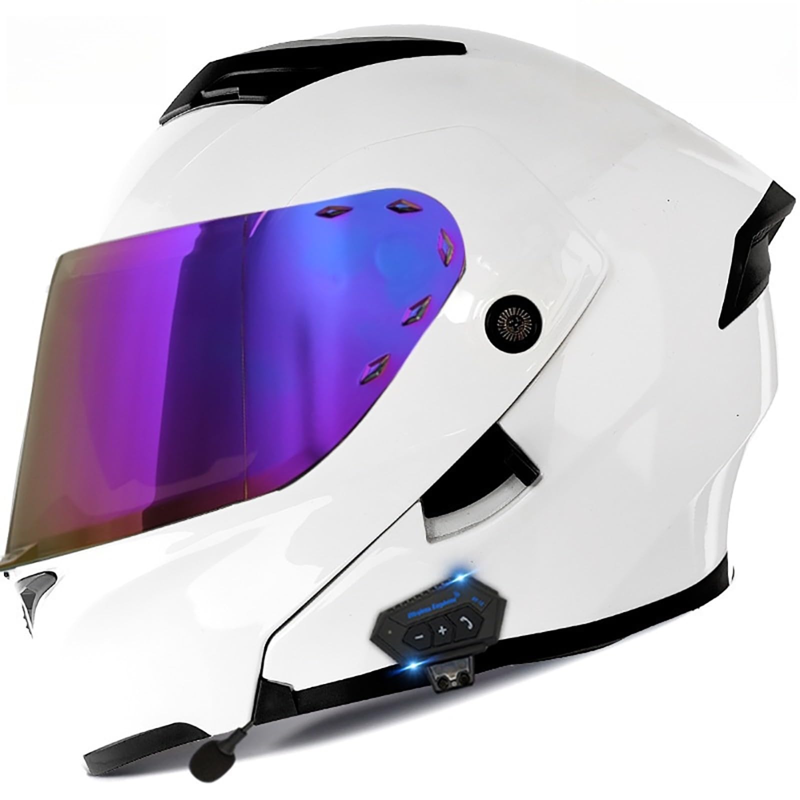 Klapphelm Mit Bluetooth Motorradhelm Klappbar Motorrad Helm Integralhelm Mit Doppelvisier Sturzhelm Für Erwachsene Frauen Und Männer K,L(59-60CM) von CQHZCL