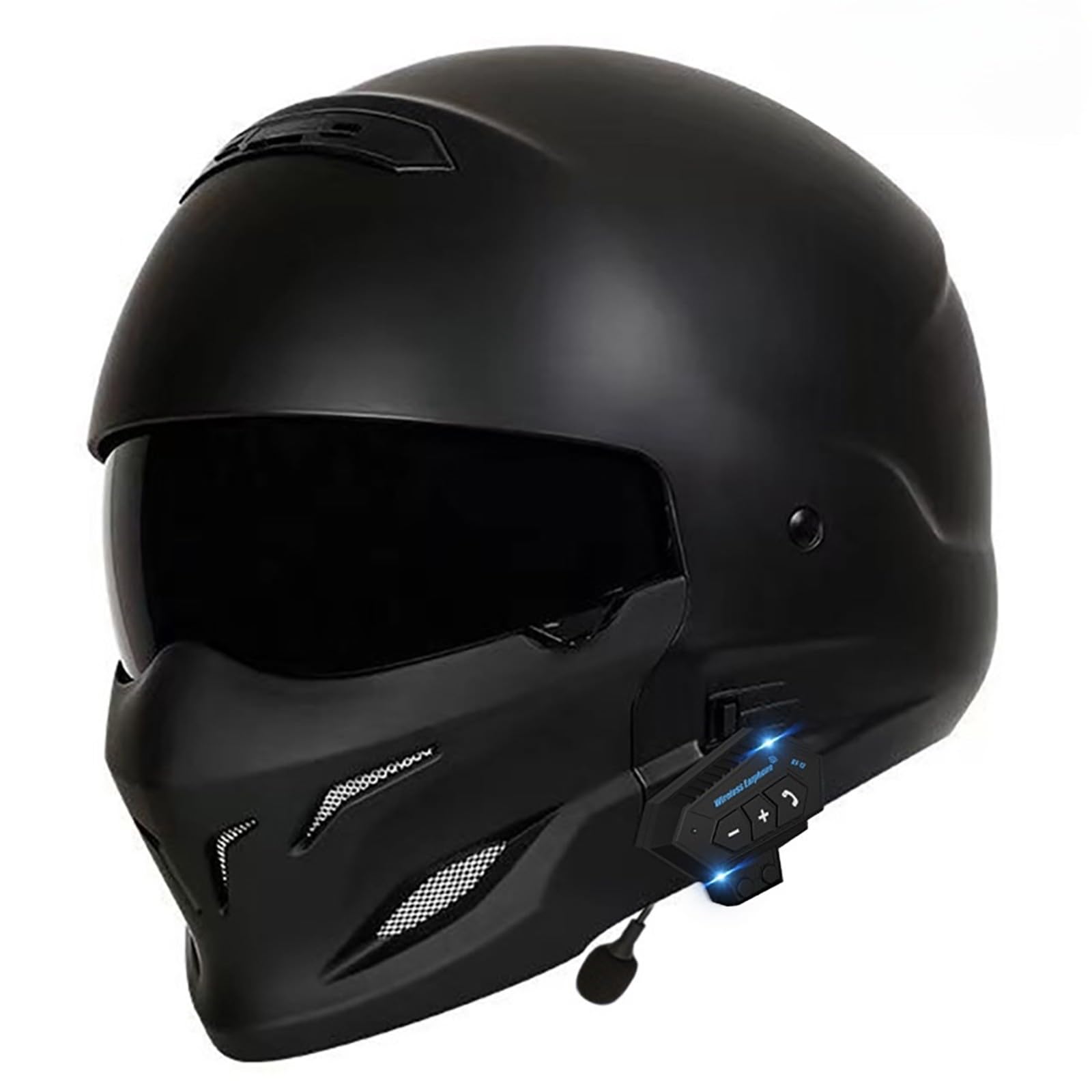 Motorrad Helm Integralhelm Jethelm Mit Visier Retro Motorradhelm Geräuschunterdrückung Multifunktional Bluetooth Für Erwachsene Frauen Und Männer A,L(57-58CM) von CQHZCL