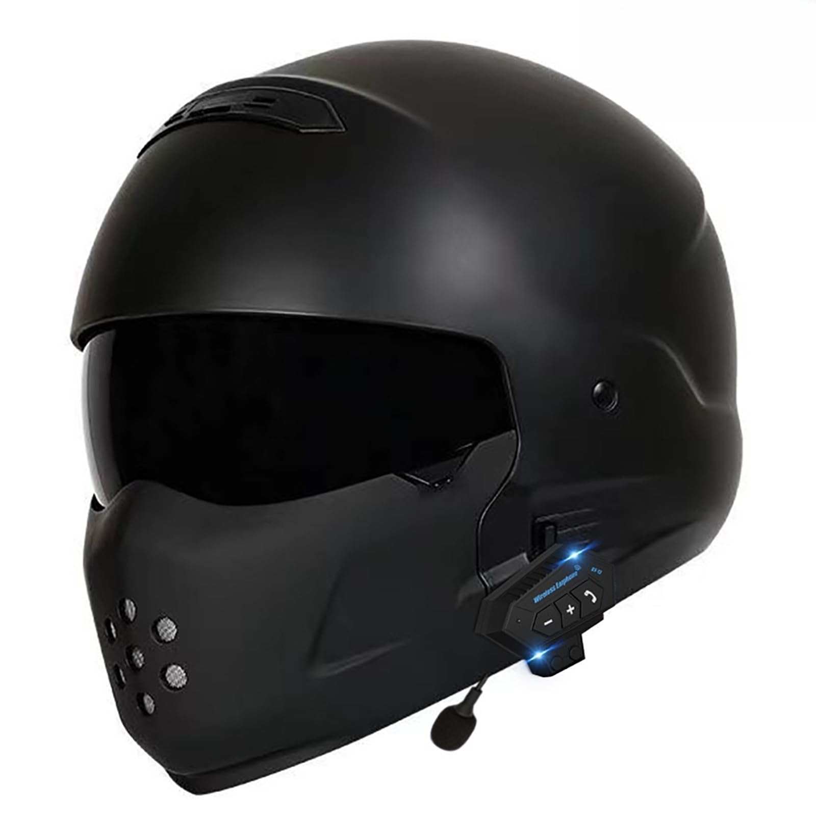 Motorrad Helm Integralhelm Jethelm Mit Visier Retro Motorradhelm Geräuschunterdrückung Multifunktional Bluetooth Für Erwachsene Frauen Und Männer B,L(57-58CM) von CQHZCL