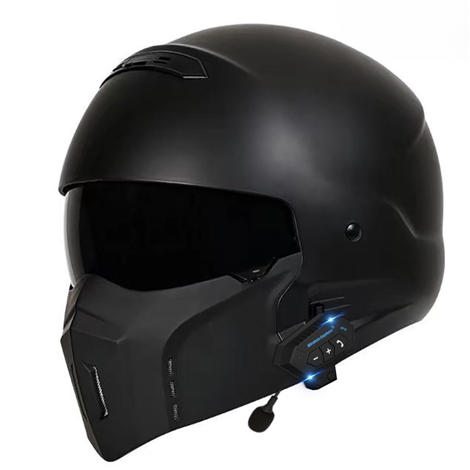 Motorrad Helm Integralhelm Jethelm Mit Visier Retro Motorradhelm Geräuschunterdrückung Multifunktional Bluetooth Für Erwachsene Frauen Und Männer C,L(57-58CM) von CQHZCL