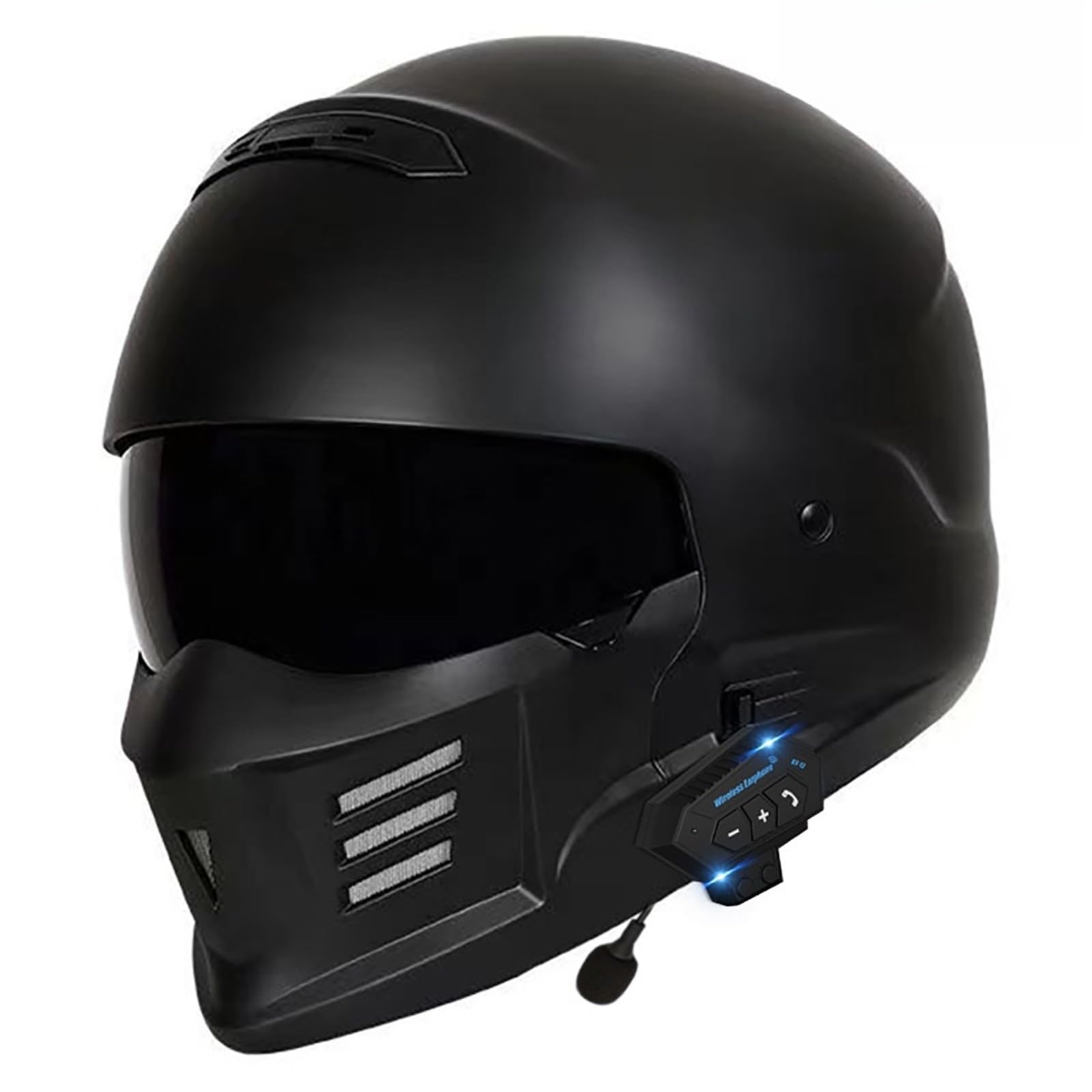 Motorrad Helm Integralhelm Jethelm Mit Visier Retro Motorradhelm Geräuschunterdrückung Multifunktional Bluetooth Für Erwachsene Frauen Und Männer D,L(57-58CM) von CQHZCL