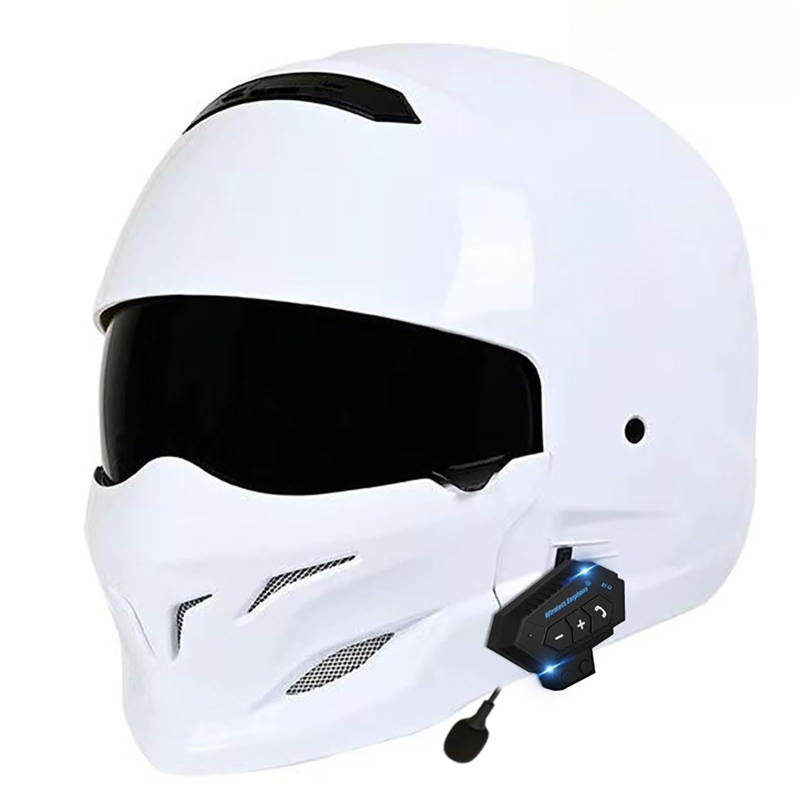 Motorrad Helm Integralhelm Jethelm Mit Visier Retro Motorradhelm Geräuschunterdrückung Multifunktional Bluetooth Für Erwachsene Frauen Und Männer E,L(57-58CM) von CQHZCL