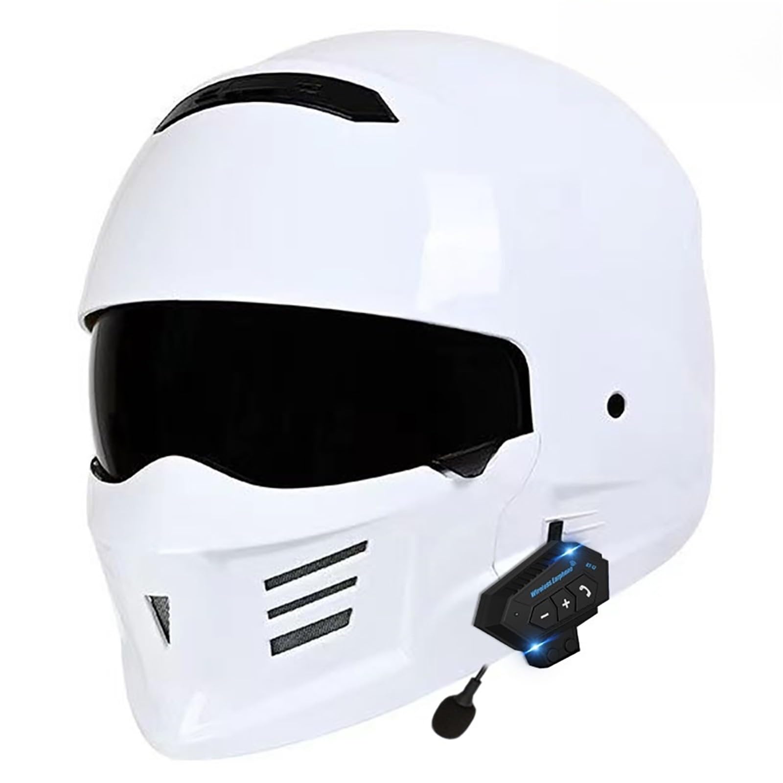 Motorrad Helm Integralhelm Jethelm Mit Visier Retro Motorradhelm Geräuschunterdrückung Multifunktional Bluetooth Für Erwachsene Frauen Und Männer H,L(57-58CM) von CQHZCL