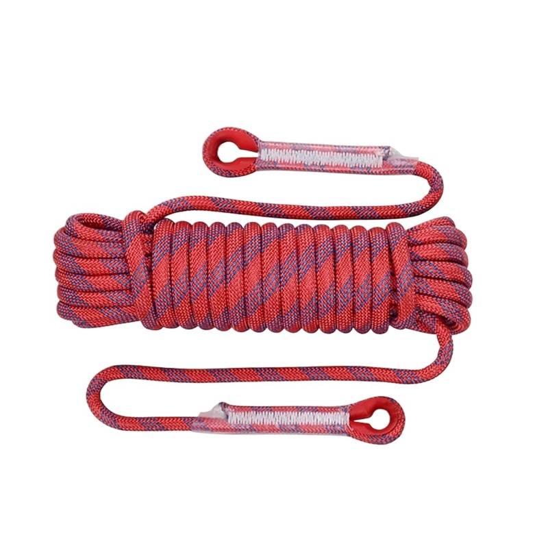 Abschleppseil 12 mm 50 m Outdoor-Kletterseil, Fluchtrettung, statisches Seil, Felsausrüstung, Bergsteigen, Lebensader, Notfall-Überlebens-Sicherheitsausrüstung Synthetisches Windenseil-Kit(Red 30m) von CQJJXKYC