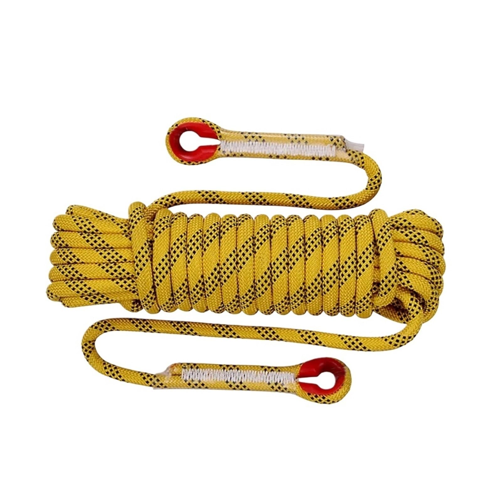 Abschleppseil 12 mm 50 m Outdoor-Kletterseil, Fluchtrettung, statisches Seil, Felsausrüstung, Bergsteigen, Lebensader, Notfall-Überlebens-Sicherheitsausrüstung Synthetisches Windenseil-Kit(Yellow 50m) von CQJJXKYC