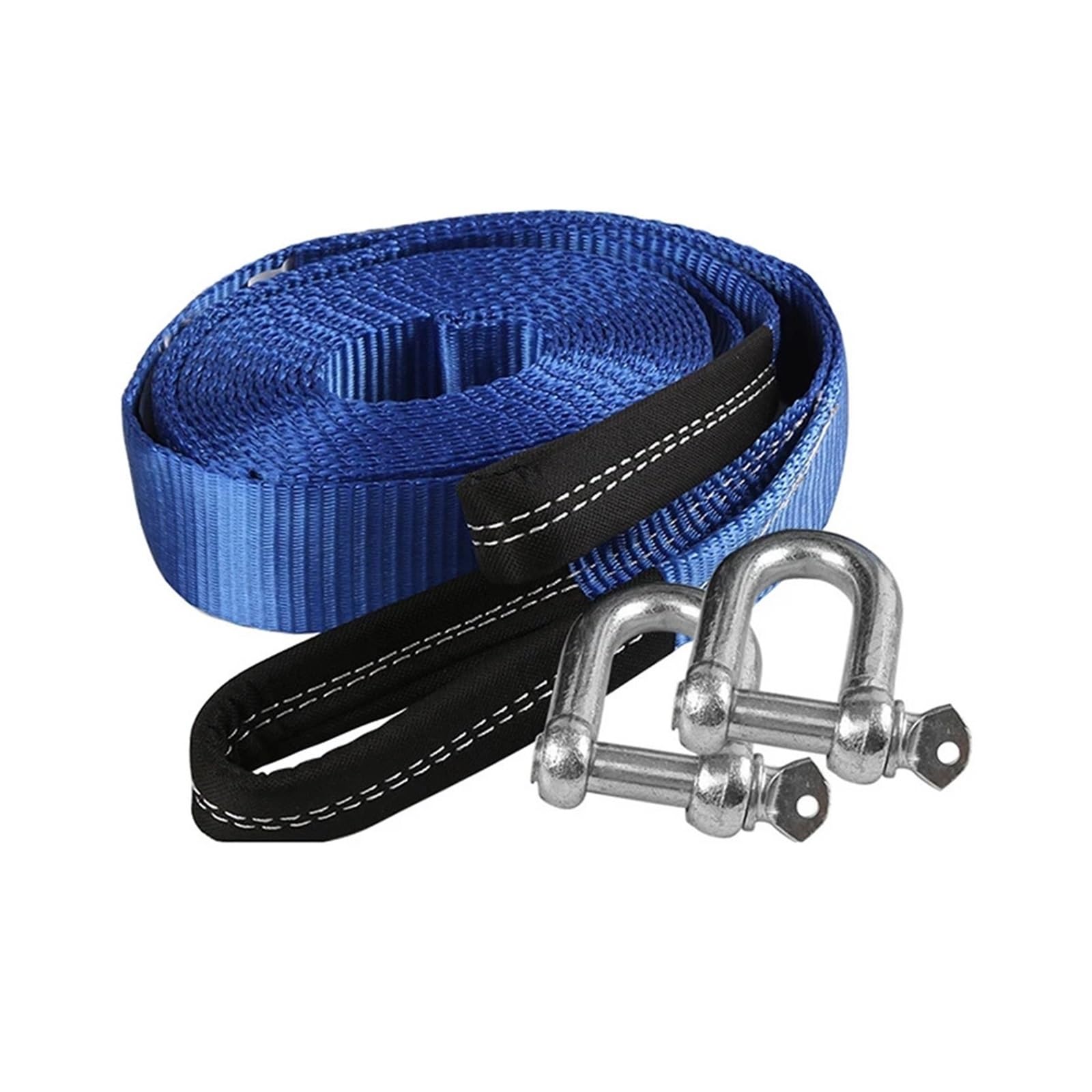 Abschleppseil Auto Auto-Abschleppseil, Riemenkabel Mit U-Haken, Schäkel, Hochfestes Nylon Mit Reflektierendem Licht Für Auto, LKW, Anhänger, SUV otfall-Abschleppgurt(Blue Reflective) von CQJJXKYC