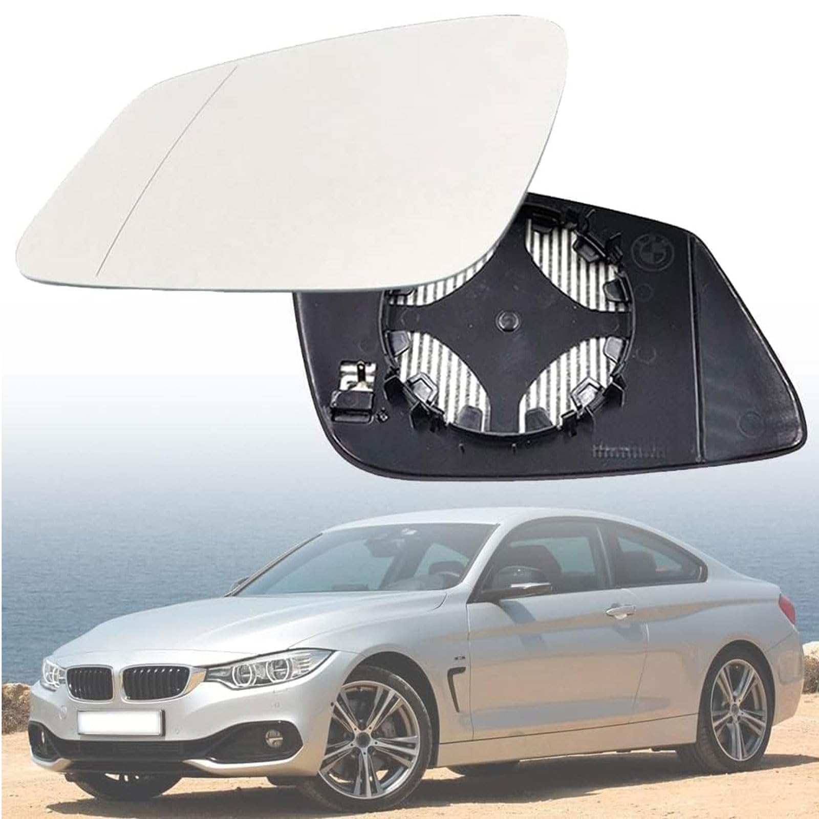Auto Spiegelglas für BMW Serie 4 M4 F82 Coupe 2014-2020, Beheizbar Ersatzspiegelglas Außenspiegel Ersatzspiegel mit Trägerplatte Zubehör,Left von CQNYFDC