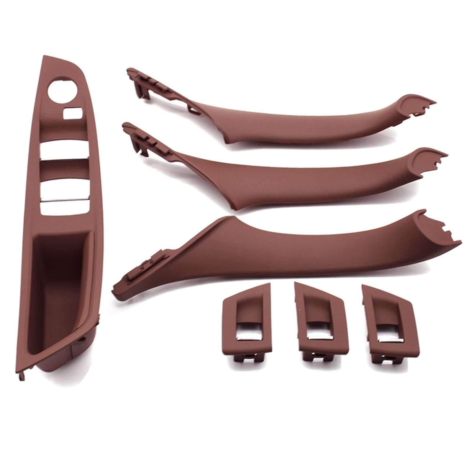 Autoinnentürgriffe Für 5 Series F10 F18 523 525 528 9 Farben Left Drive LHD Beige Schwarz Carbon Faser Auto Innen Türgriff Pull 7piece Set Autoinnenraum Innen Türgriff(Model B Redbrown) von CQRBNE