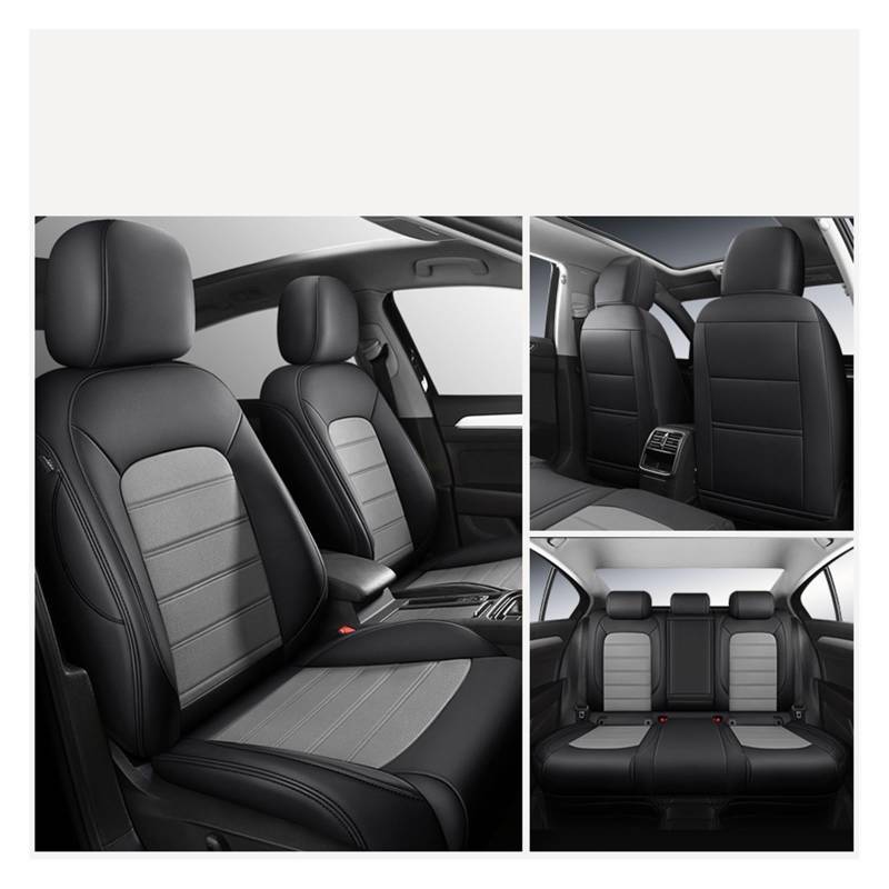 Autositzbezüge Für A4 B8 A3 8p Tt Mk2 A5 Für Sportback Q3 A6 C8 Q7 4l Q5 Q2 A1 Custom Leder Innen Auto Sitzbezüge Auto-Schonbezüge(5Pcs-Black Gray) von CQRBNE