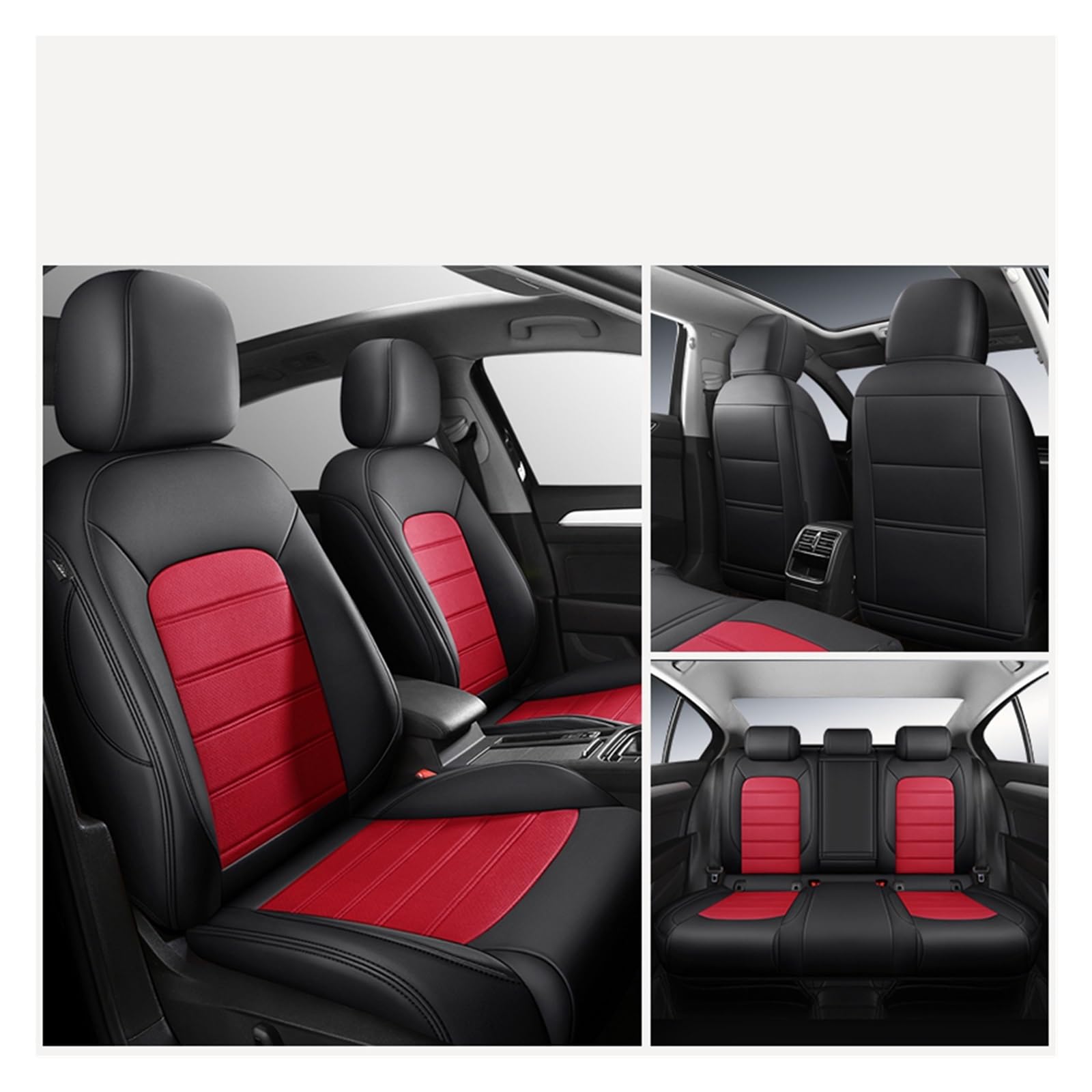 Autositzbezüge Für A4 B8 A3 8p Tt Mk2 A5 Für Sportback Q3 A6 C8 Q7 4l Q5 Q2 A1 Custom Leder Innen Auto Sitzbezüge Auto-Schonbezüge(5Pcs-Black Red) von CQRBNE