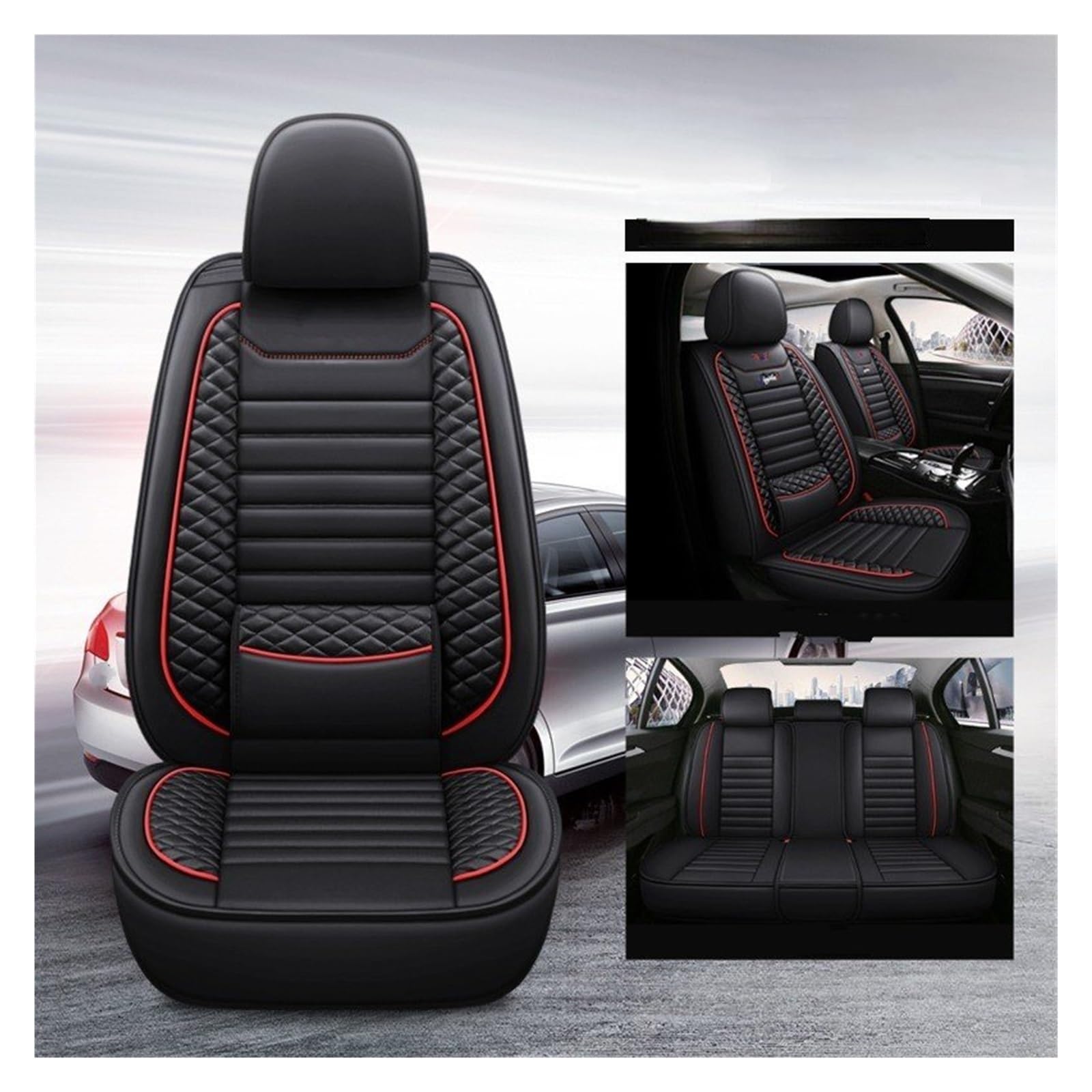 Autositzbezüge Für A6 Für AllroadC5C6 C7 C8A7 Für Sportback A6 Für Avant A1 A2A3A4 360 ° Full Surround Universal Auto Leder Sitzbezug Auto-Schonbezüge(5 Seats Black) von CQRBNE