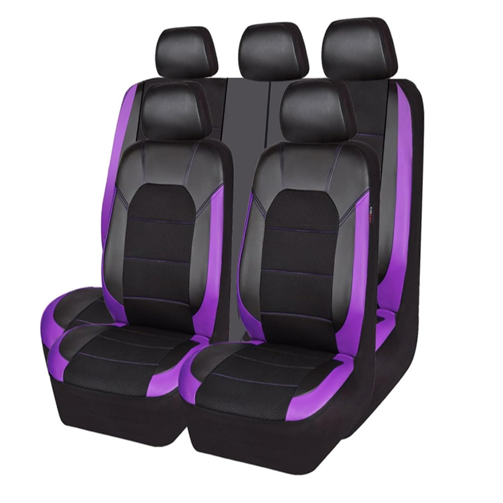 Autositzbezüge Für Captur Für Logan Für Kadjar Für Trafic Für Scenic Für Armlehne Alle Modelle Atmungsaktives Mesh-Gewebe Spleißen PU-Leder Auto-Schonbezüge(5 seat Black Purple) von CQRBNE