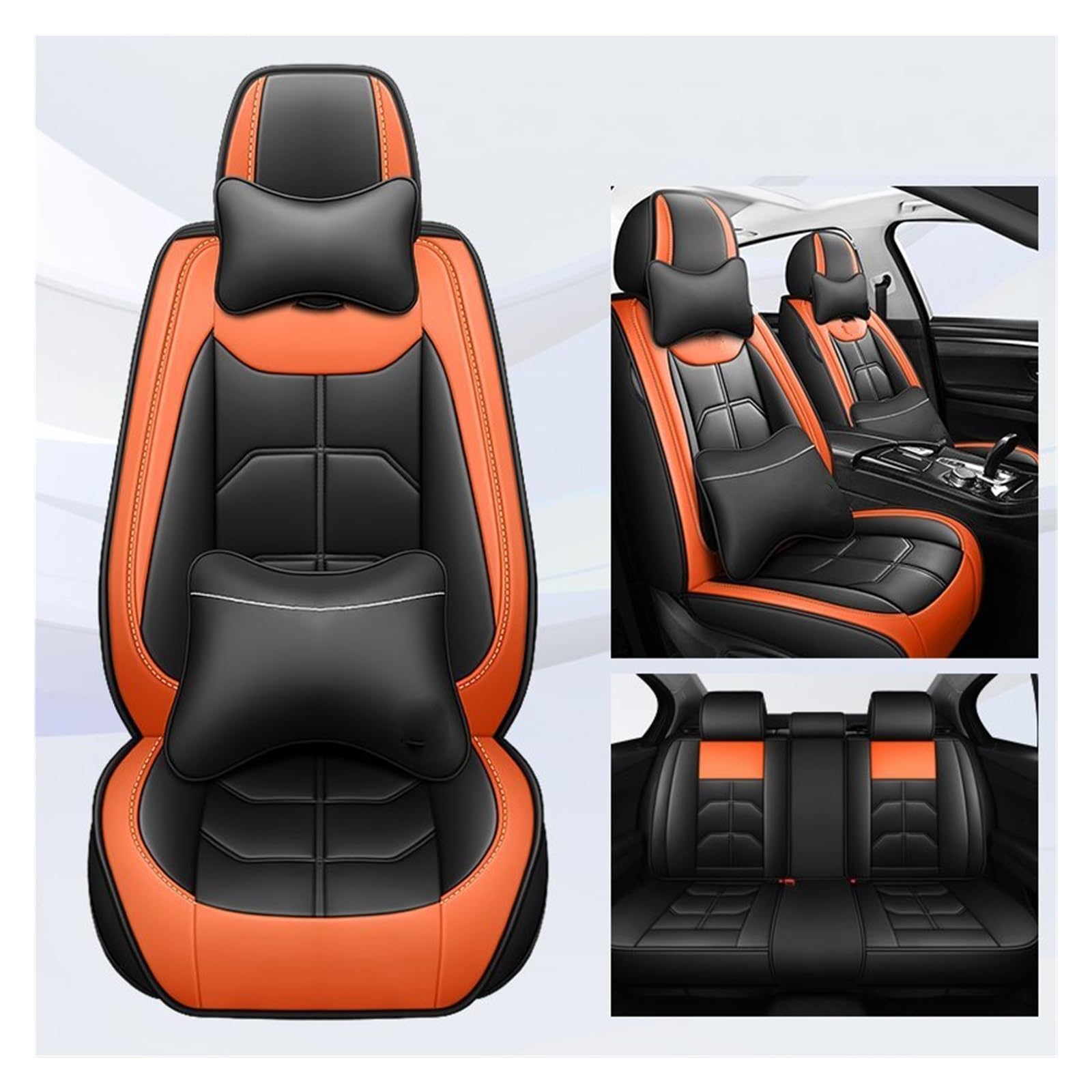 Autositzbezüge Für Chevrolet Für Cruze Für Blazer Für Captiva Für Camaro Für Aveo Für Malibu Für Equinox Universal Auto Sitz Abdeckung Auto-Schonbezüge(Black Orange 5 Seat A) von CQRBNE