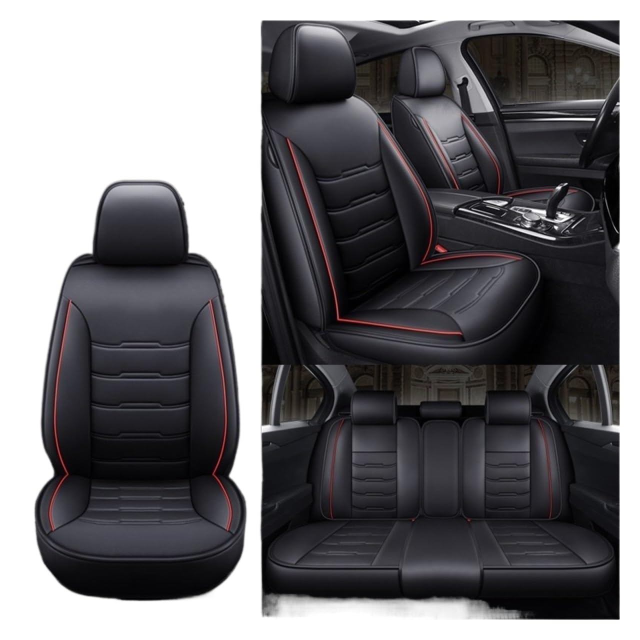 Autositzbezüge Für Chrysler 300C 300s Für Touring 200 Für Grand Für Voyager Für Pacifica PT Für Cruiser Vollständige Abdeckung Auto Sitz Abdeckung Auto-Schonbezüge(Black red 5 Seats) von CQRBNE