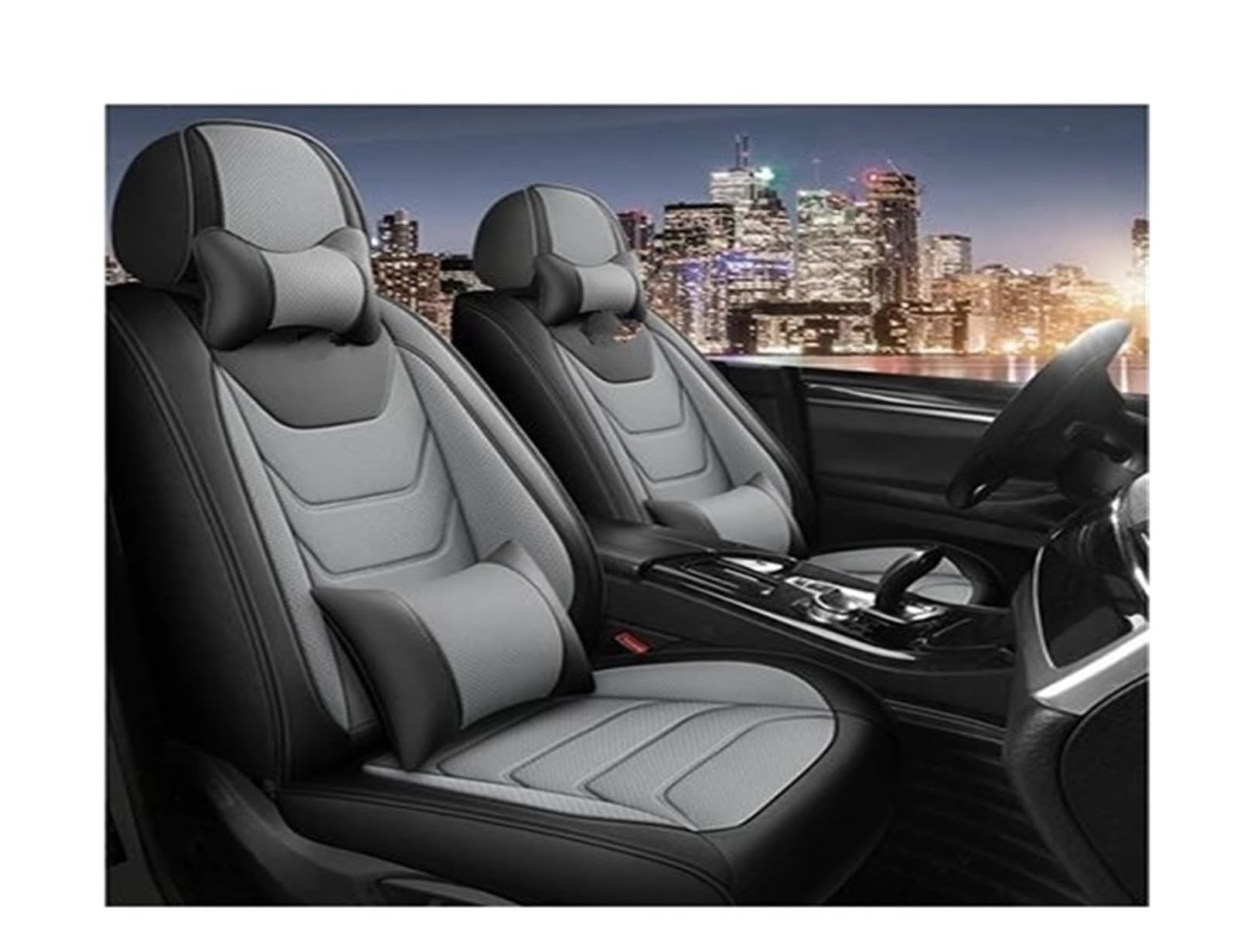 Autositzbezüge Für Civic Für Fit Für CRV Für XRV Für Accord Für Odyssey Für Jazz Für City Alle Modelle Universal Sitzbezug Auto-Schonbezüge(Black Grey Pillow) von CQRBNE