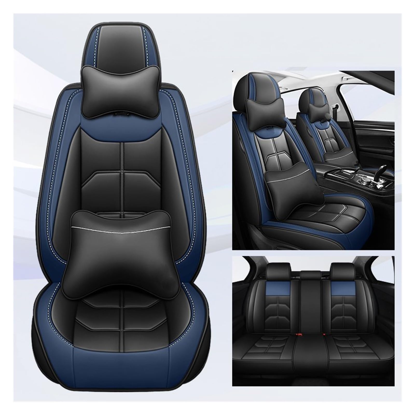 Autositzbezüge Für KIA Für Ceed Für Rio Für Carens Für Camival Für Ceed Für Picanto Für Tellurid Für Cerato Universal Auto Sitzbezug Auto-Schonbezüge(Black Blue 5 Seat A) von CQRBNE