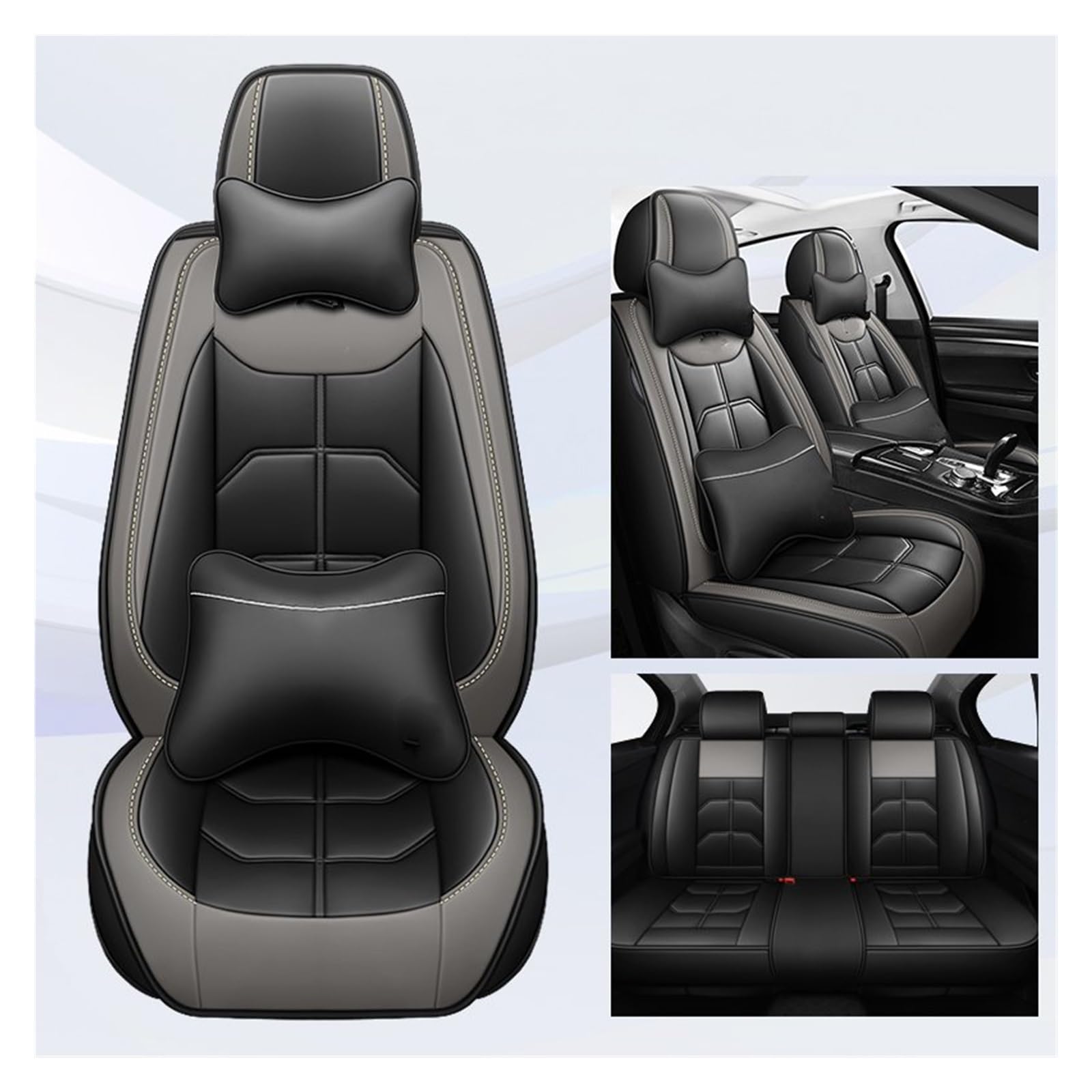 Autositzbezüge Für KIA Für Ceed Für Rio Für Carens Für Camival Für Ceed Für Picanto Für Tellurid Für Cerato Universal Auto Sitzbezug Auto-Schonbezüge(Black Grey 5 Seat A) von CQRBNE