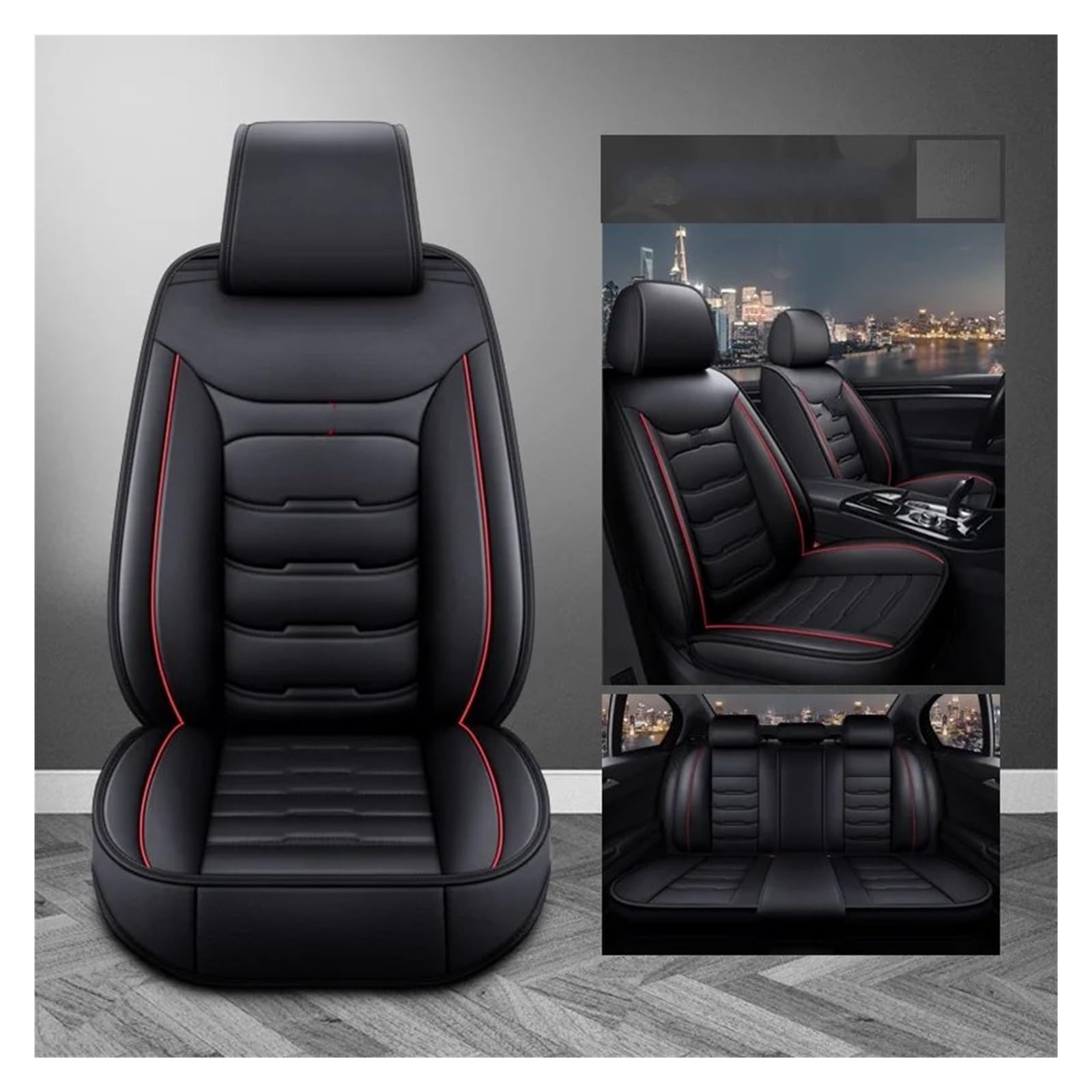 Autositzbezüge Für Kia K2 K3 K4 K5 KX Kreuz KX3 KX5 KX7 Für Rio KX1 Für Cerato Für Sorento Universal Leder 3D Auto Sitz Abdeckung Auto-Schonbezüge(Black red 5seat) von CQRBNE