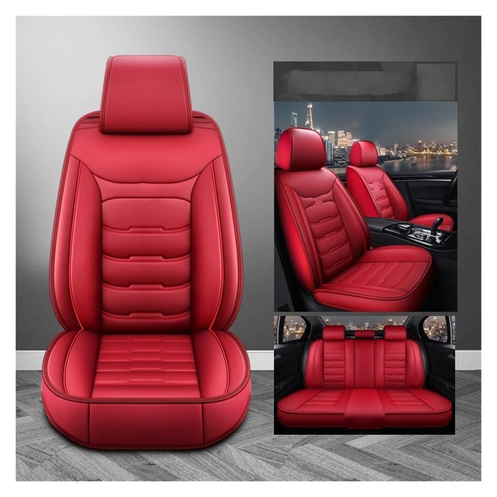 Autositzbezüge Für Kia K2 K3 K4 K5 KX Kreuz KX3 KX5 KX7 Für Rio KX1 Für Cerato Für Sorento Universal Leder 3D Auto Sitz Abdeckung Auto-Schonbezüge(Red 5seat) von CQRBNE