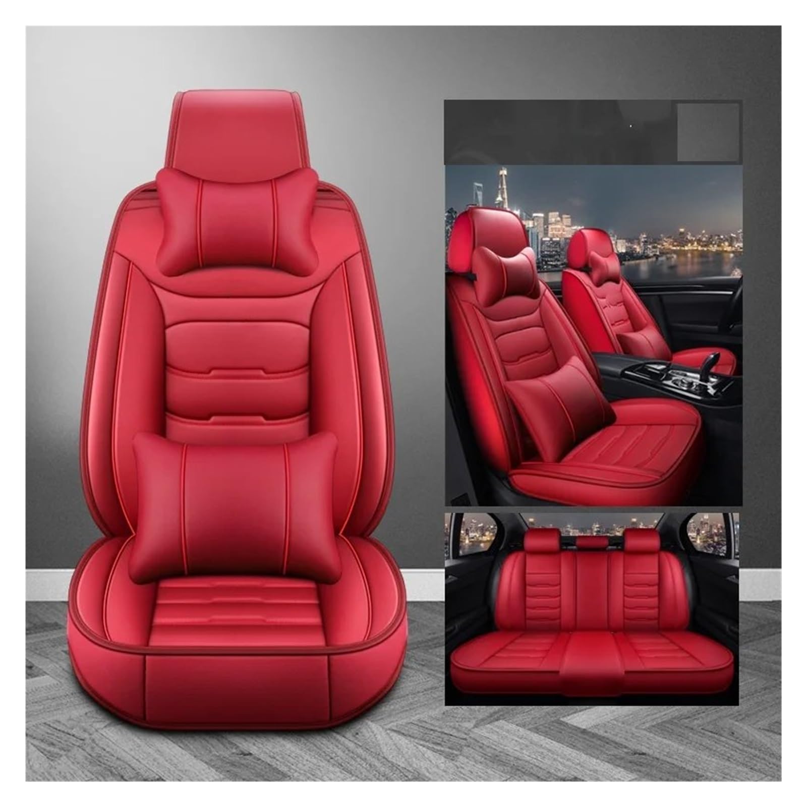 Autositzbezüge Für Kia K2 K3 K4 K5 KX Kreuz KX3 KX5 KX7 Für Rio KX1 Für Cerato Für Sorento Universal Leder 3D Auto Sitz Abdeckung Auto-Schonbezüge(Red 5seat a) von CQRBNE