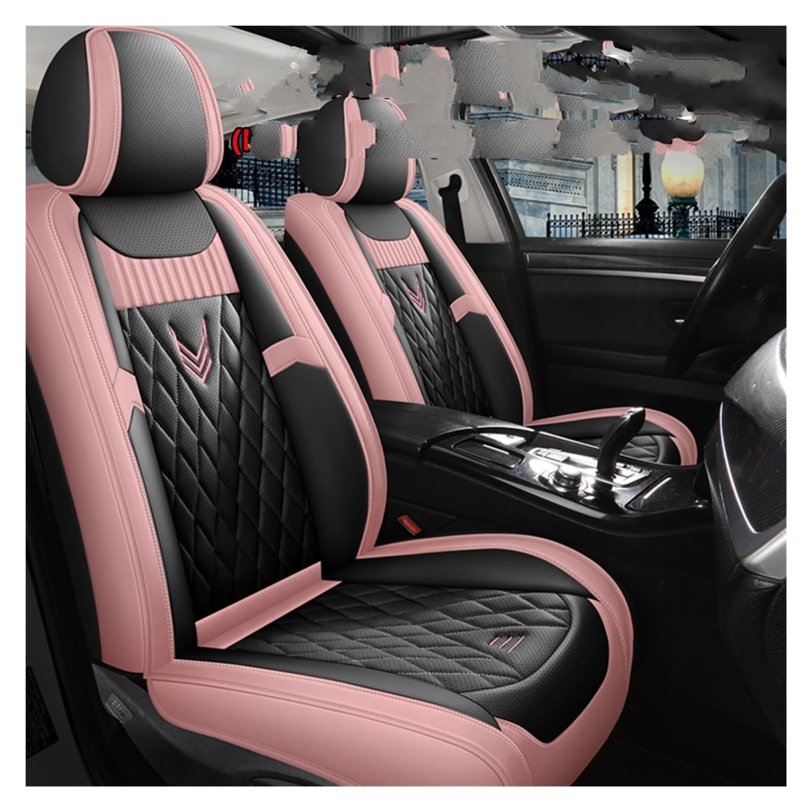 Autositzbezüge Für Opel Für Corsa D Für Astra K Für Zafira Für Tourer Für Antara Für Vectra B Für Meriva Universal Auto Sitzbezüge Auto-Schonbezüge(Black Pink Front) von CQRBNE