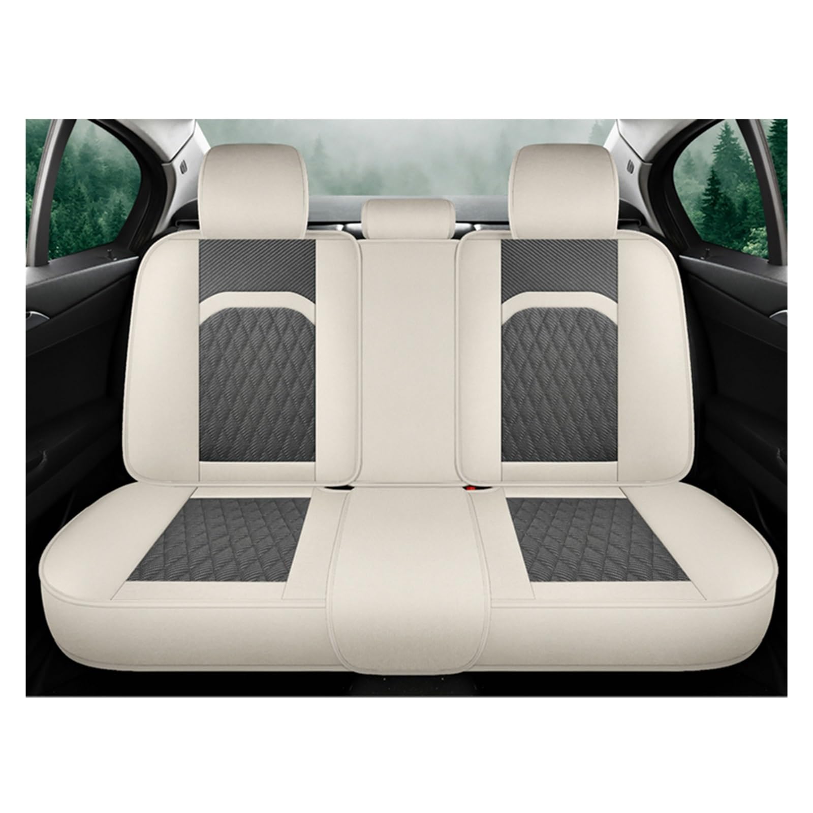 Autositzbezüge Für Volvo V40 Universal Autositzbezug Komplettset Kissen Autozubehör Innenausstattung Damen Auto-Schonbezüge(Beige Coffee Rear) von CQRBNE