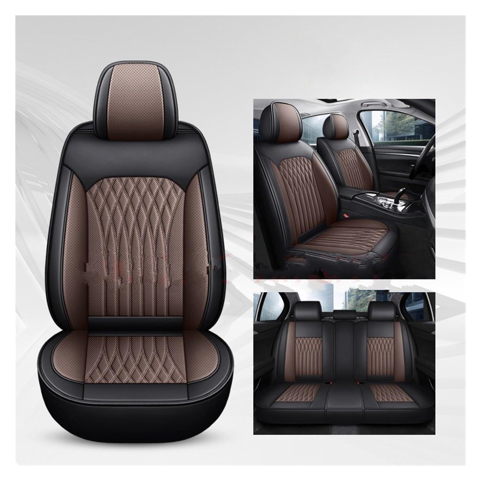 Autositzbezüge Für Volvo XC60 XC90 XC40 XC70 S60L C30 S80 S90 V50 V60 Pu-Leder Universal Autositzbezug Auto-Schonbezüge(Black Coffee 5 Seat) von CQRBNE