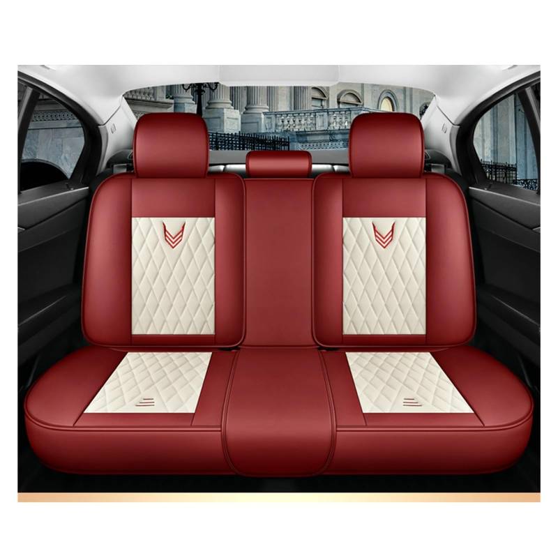 Autositzbezüge Für Volvo XC60 XC90 XC40 XC70 S60L C30 S80 S90 V50 V60 Universal Leder Auto Sitzbezug Innen Auto-Schonbezüge(Beige Red Rear) von CQRBNE