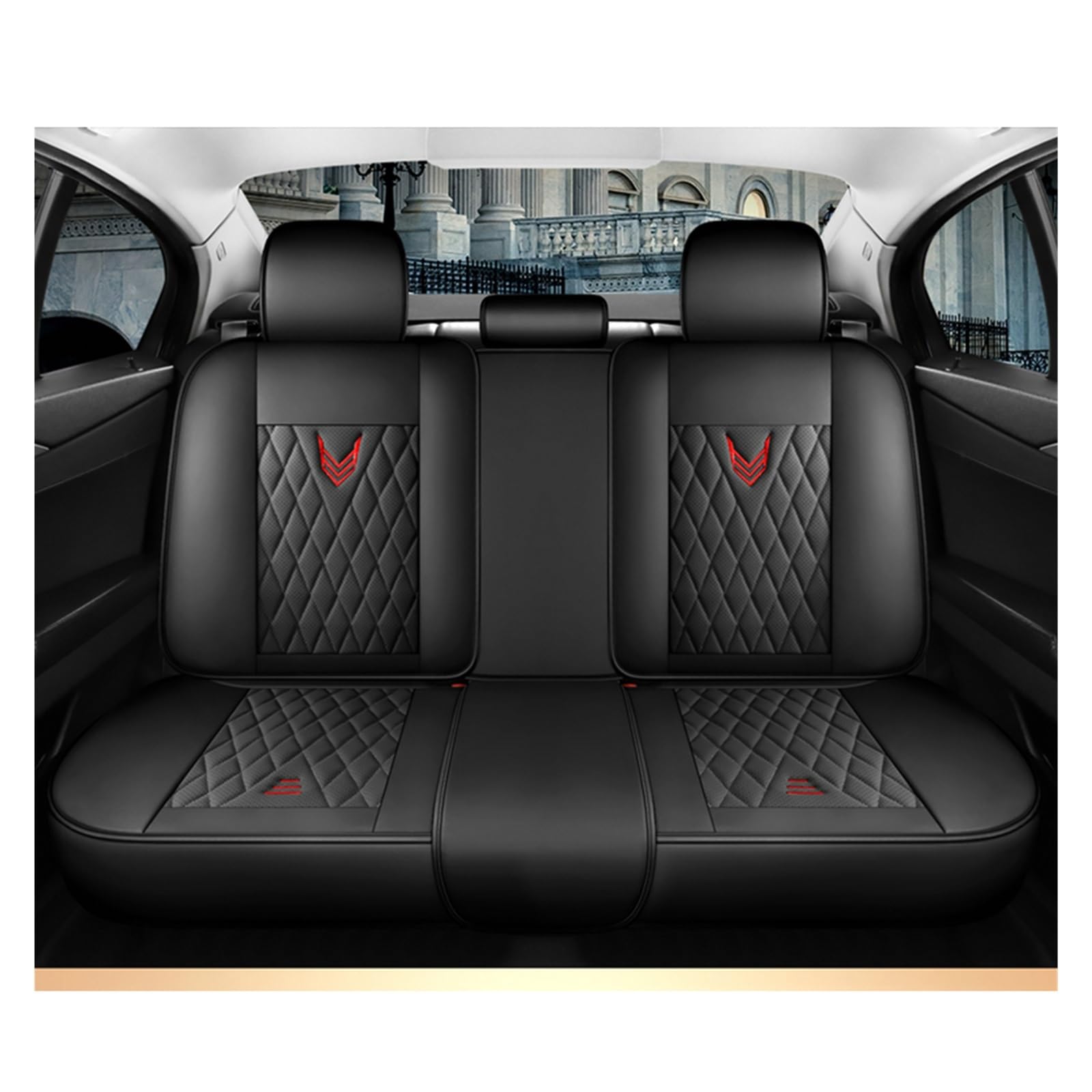 Autositzbezüge Für Volvo XC60 XC90 XC40 XC70 S60L C30 S80 S90 V50 V60 Universal Leder Auto Sitzbezug Innen Auto-Schonbezüge(Black Rear) von CQRBNE