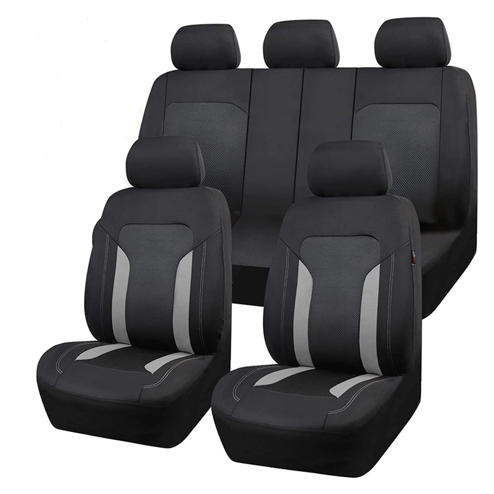 Autositzbezüge Universelles Mesh-Autositzbezug-Set Für Den Innenraum Unisex Passend Für Die Meisten Autos SUVs Lieferwagen Mit Reißverschluss Airbag-kompatibel Auto-Schonbezüge(Gray 5 Seat set) von CQRBNE