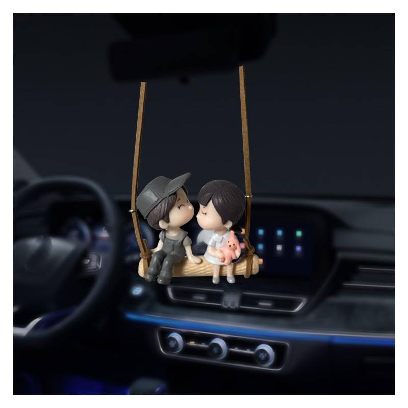 Autozubehör Innenraum Auto Innen Anhänger Dekor Nette Kuss Paar Schaukel Action Figur Hängen Gadget Auto Rückspiegel Frau Ornamente Zubehör Autozubehör Innenraum(Couple Grey) von CQRBNE