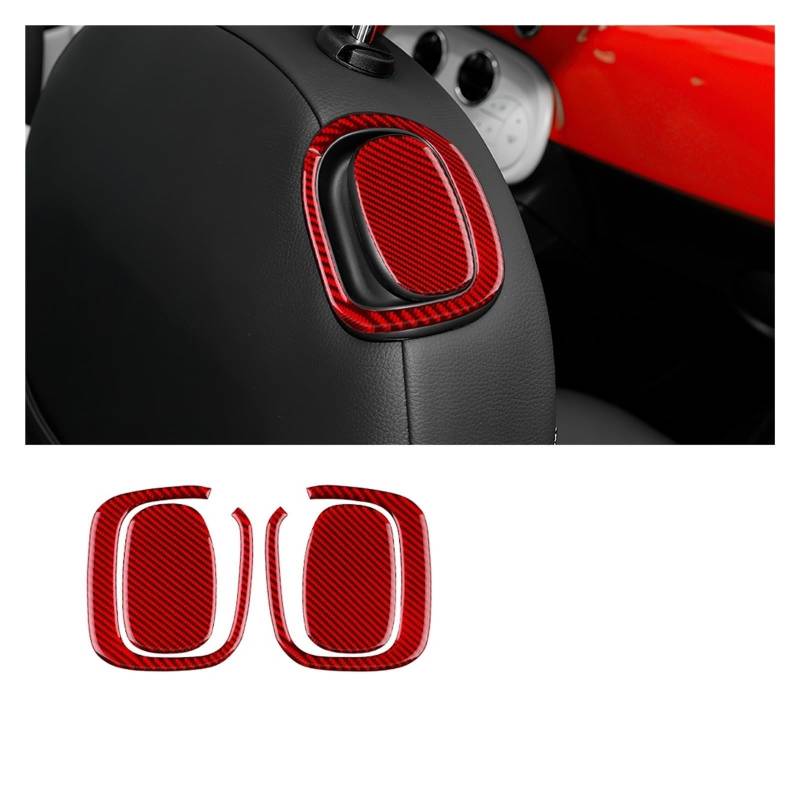 Autozubehör Innenraum Für Fiat 500 2008-2023 Autositz Griff Innenverkleidung Zubehör Soft Carbon Fiber Aufkleber Autozubehör Innenraum(Red Carbon) von CQRBNE