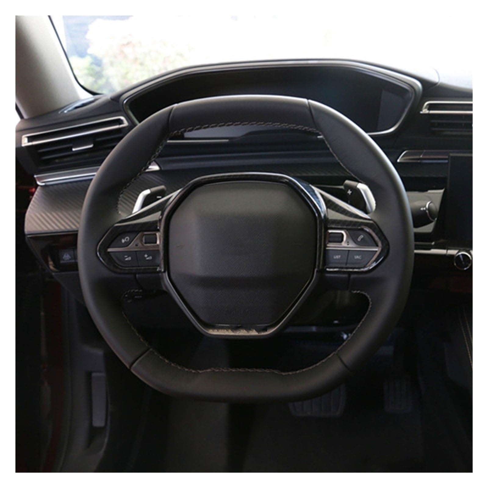 Autozubehör Innenraum Für Peugeot 3008 5008 GT 2017 2018 2019 2020 2021 2022 2023 3008GT 5008GT Auto Lenkrad Taste Panel Trim Abdeckung Zubehör Autozubehör Innenraum(Carbon fiber) von CQRBNE