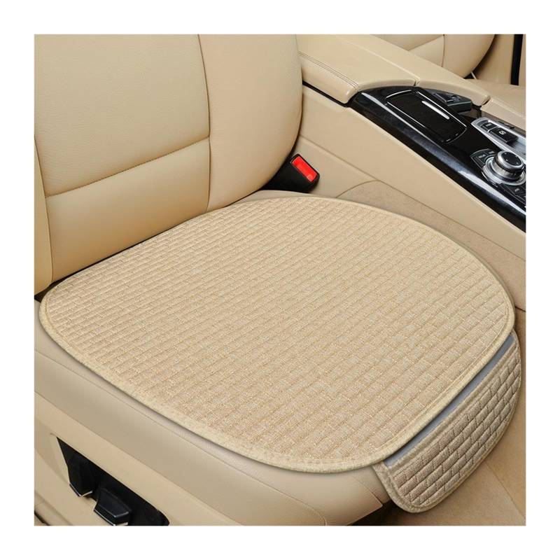 CQRBNE Autositzbezüge Auto Sitz Abdeckung Vorne Hinten Zurück Flachs Sitzkissen Leinen Automobil Sitz Rückenlehne Protector Pad Auto Abdeckungen Matte Schützen Auto-Schonbezüge(1 beige pad) von CQRBNE