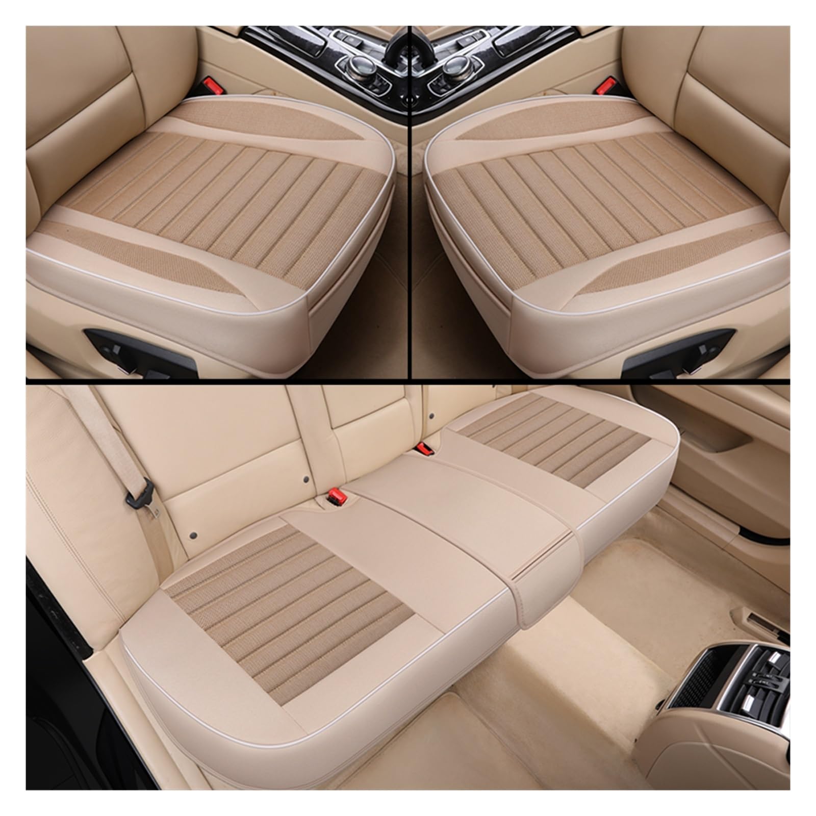 CQRBNE Autositzbezüge Autositzbezug Universelles Atmungsaktives Flachskissen Für Die Meisten Limousinen SUV Autositzschutz Schutz Mit Aufbewahrungstasche Auto-Schonbezüge(3pcs beige) von CQRBNE