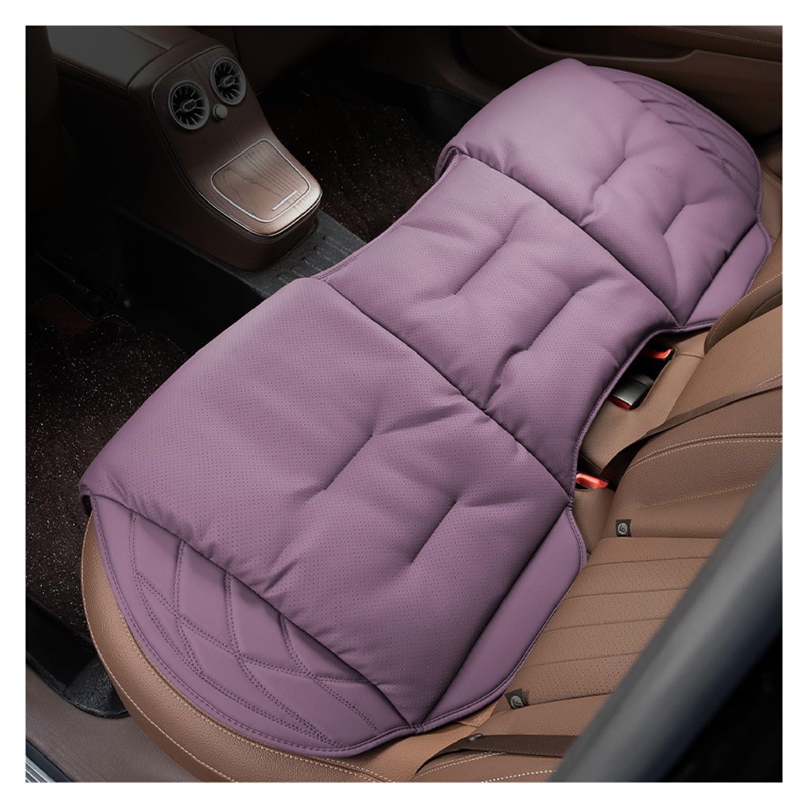 CQRBNE Autositzbezüge Autositzkissen Hauptfahrer Universelles Vier-Jahreszeiten-Ledersitzkissen Passende Sitzbezüge Auto-Schonbezüge(Rear Seat-Purple) von CQRBNE