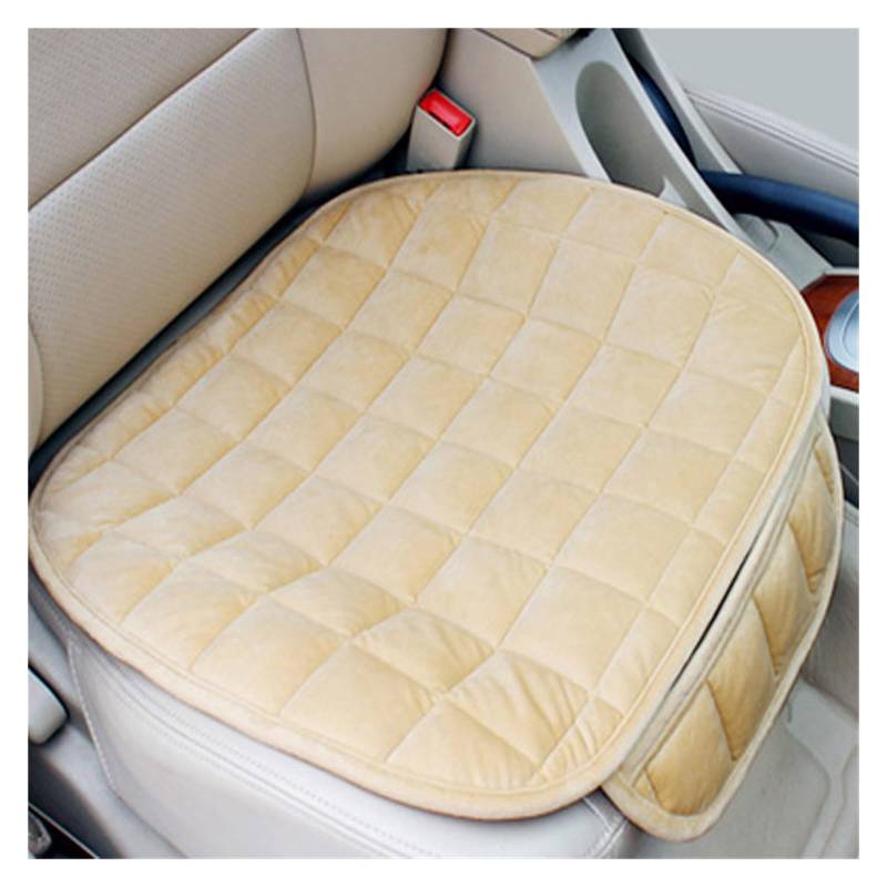 CQRBNE Autositzbezüge Beflockung Tuch Auto Sitz Abdeckung Warme Plüsch Vorne Hinten Winter Auto Sitzkissen Auto Innenräume Für Limousine SUV MPV Auto-Schonbezüge(1 beige pad) von CQRBNE