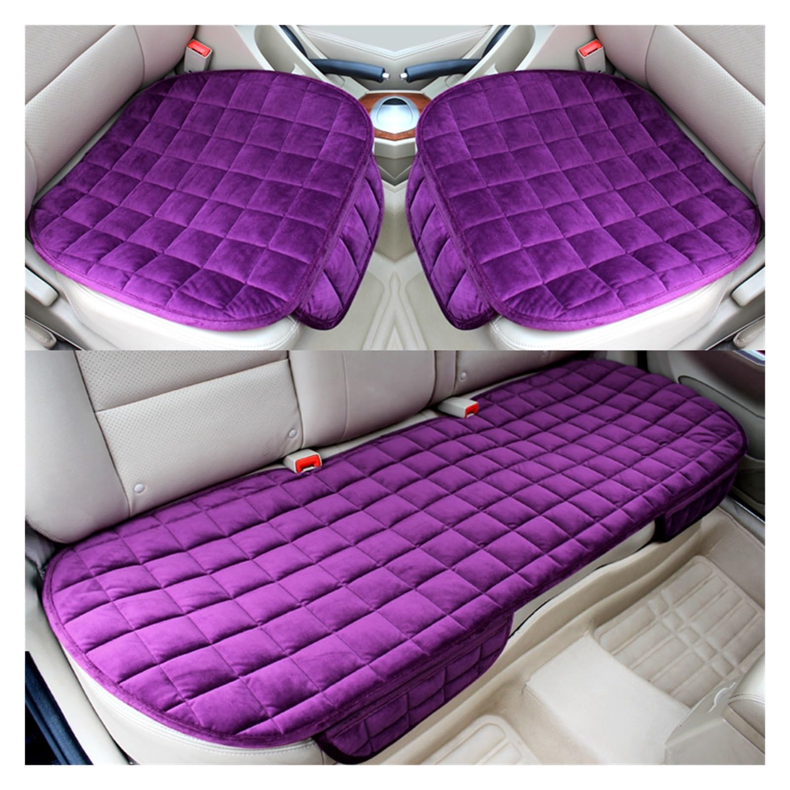 CQRBNE Autositzbezüge Beflockung Tuch Auto Sitz Abdeckung Warme Plüsch Vorne Hinten Winter Auto Sitzkissen Auto Innenräume Für Limousine SUV MPV Auto-Schonbezüge(3pcs Purple) von CQRBNE