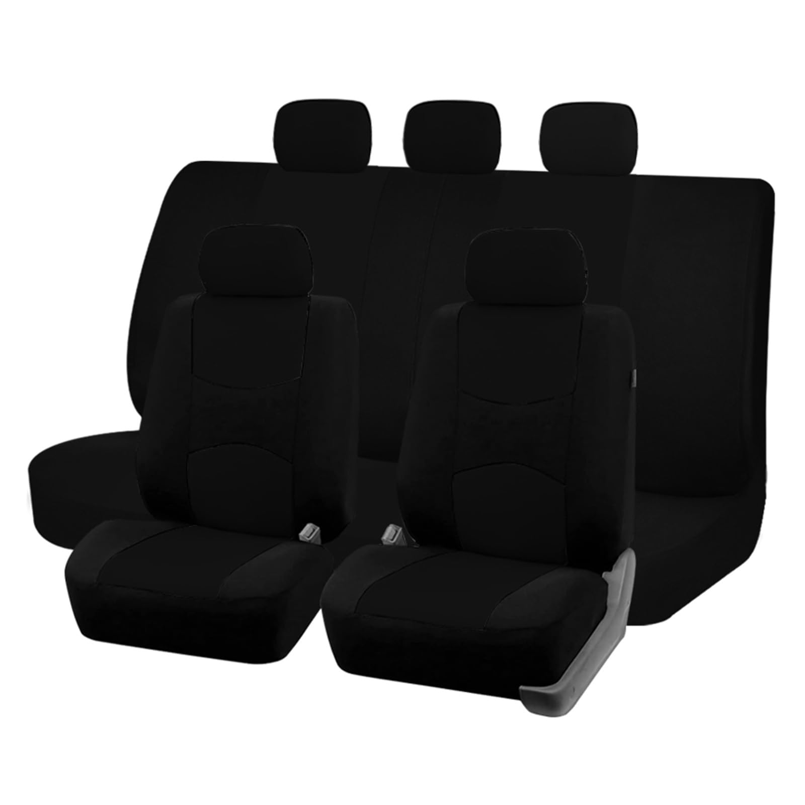 CQRBNE Autositzbezüge Einfarbiger Stoff Zweifarbig Stilvolle Autositzbezüge Universelles Polyester-Autositzbezug-Set Passend Für Die Meisten Autos SUVs Vans Autositzschutz Auto-Schonbezüge(Black Set) von CQRBNE