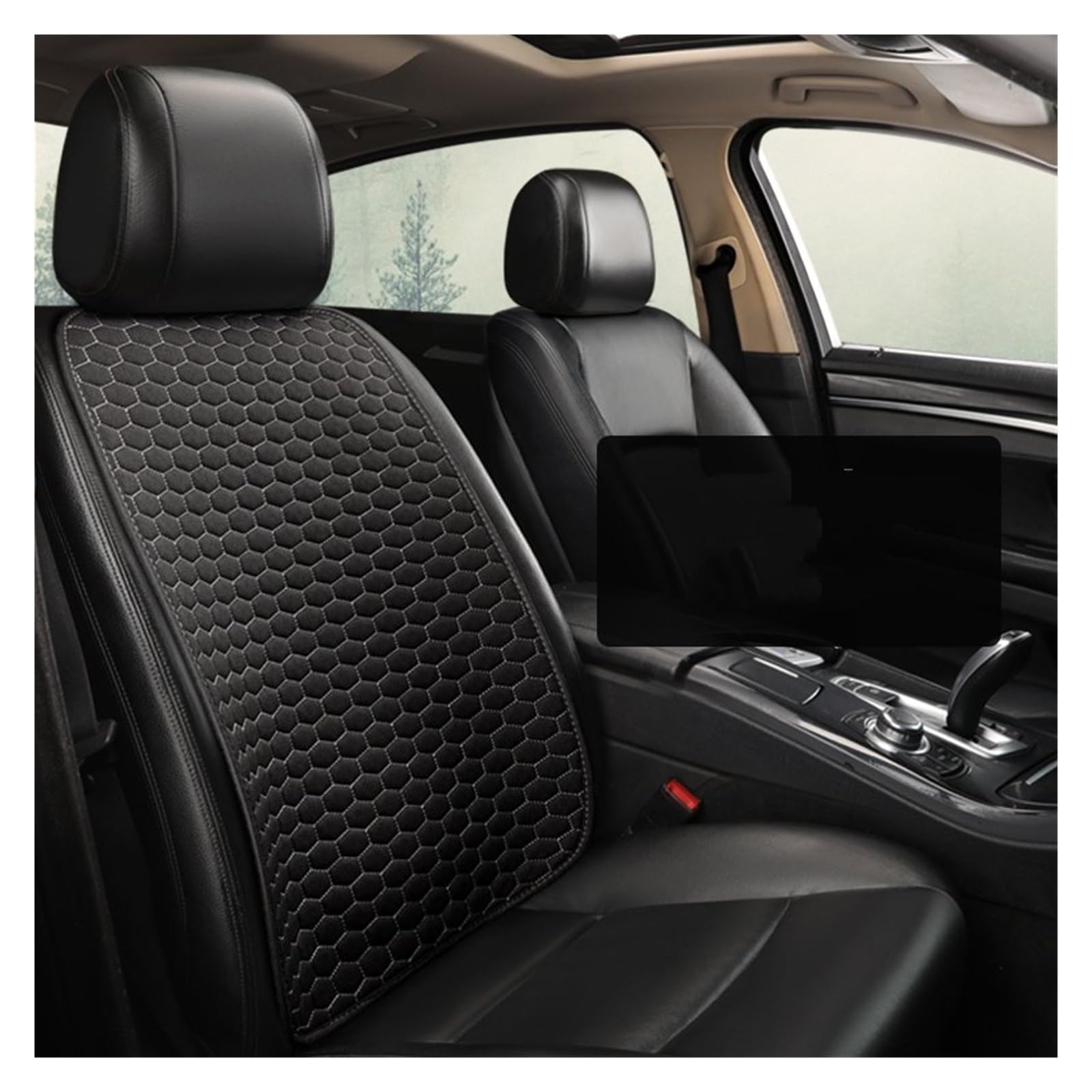 CQRBNE Autositzbezüge Flachs Autositzbezug Four Seasons Vorne Hinten Leinenstoff Kissen Atmungsaktive Schutzmatte Pad Universal Auto-Schonbezüge(1 backrest Black) von CQRBNE