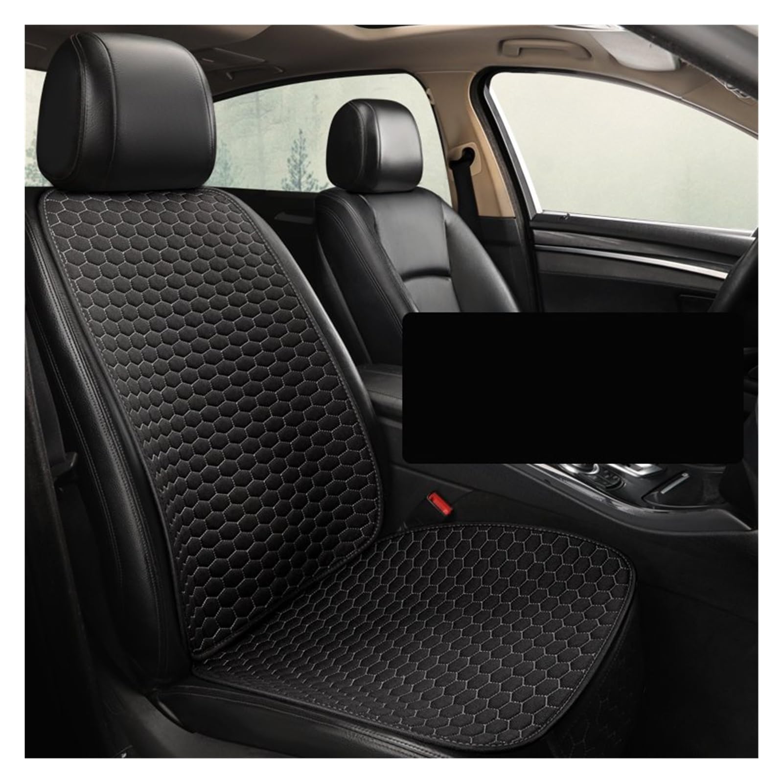 CQRBNE Autositzbezüge Flachs Autositzbezug Four Seasons Vorne Hinten Leinenstoff Kissen Atmungsaktive Schutzmatte Pad Universal Auto-Schonbezüge(1 seat Black) von CQRBNE