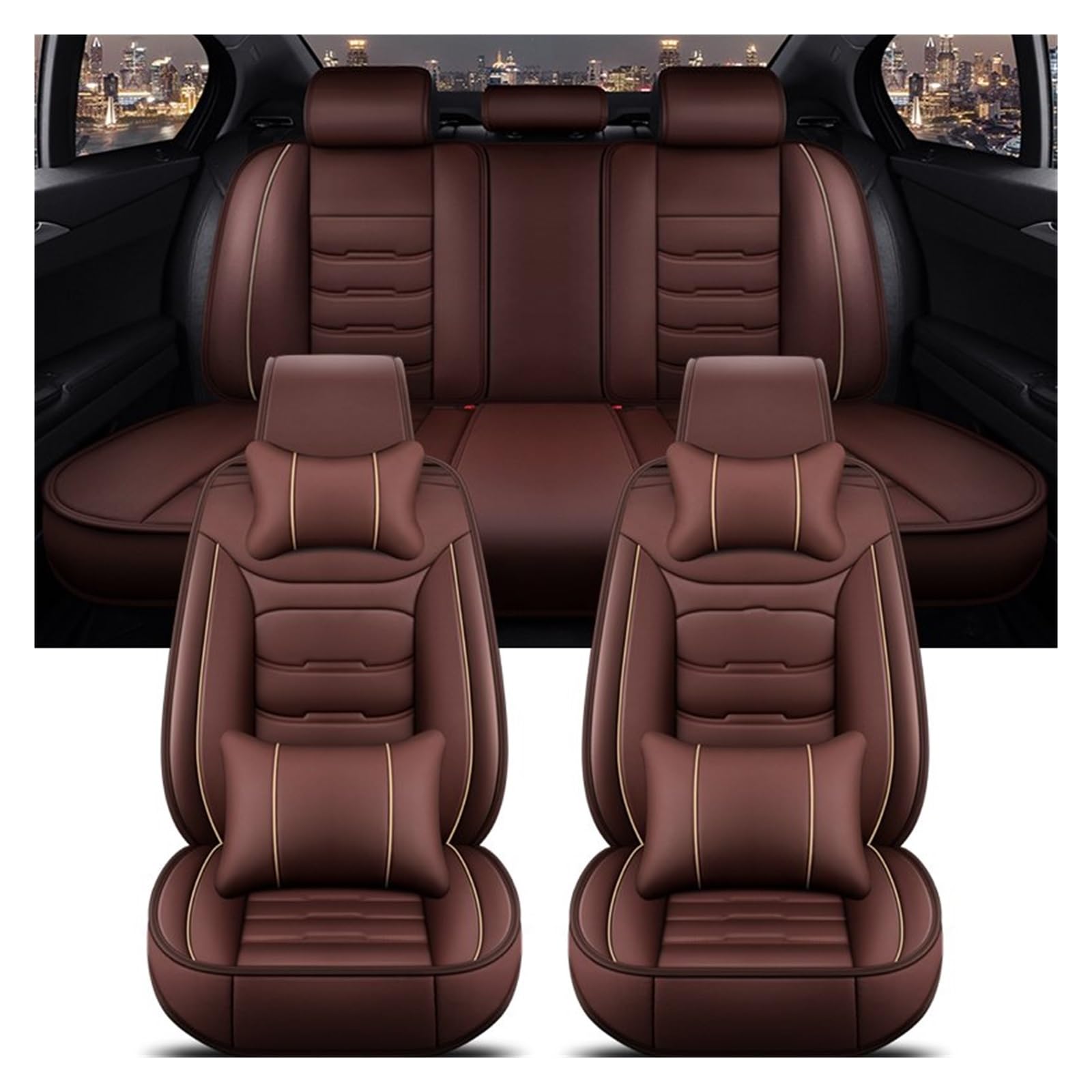 CQRBNE Autositzbezüge Für 1er E81 E82 E87 E88 F20 F21 F52 F40 alle Automodelle Universal-Autositzbezug Auto-Schonbezüge(Coffee 5 Seat A) von CQRBNE