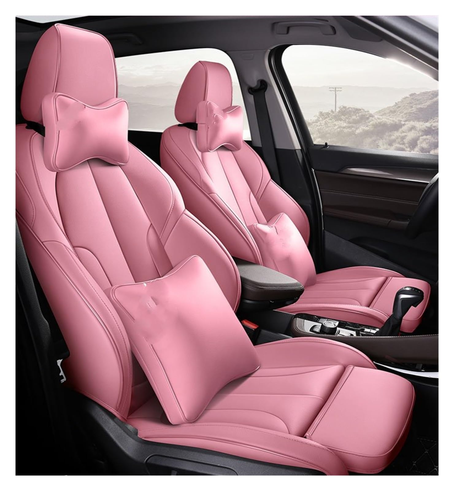 CQRBNE Autositzbezüge Für 3Serie 316i 318i 320i 325i 323i E46 E92 F30 F80 F34 E90 Autositzbezüge Leder Auto-Schonbezüge(PINK L) von CQRBNE