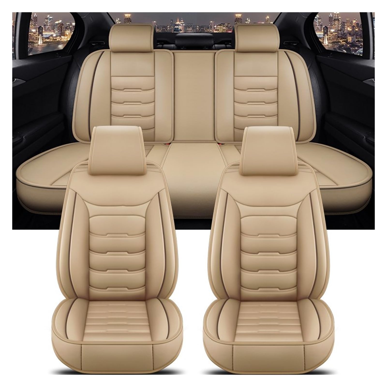 CQRBNE Autositzbezüge Für 3er E46 E90 E93 F30 F31 F34 F35 G20 G21 G28 alle Automodelle Universal-Autositzbezug Auto-Schonbezüge(Beige 5 Seat) von CQRBNE